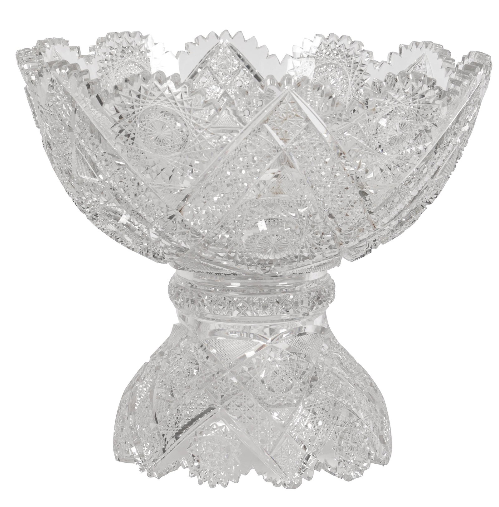 AMERICAN BRILLIANT CUT GLASS TWO PART PUNCH BOWL (1 of 7)