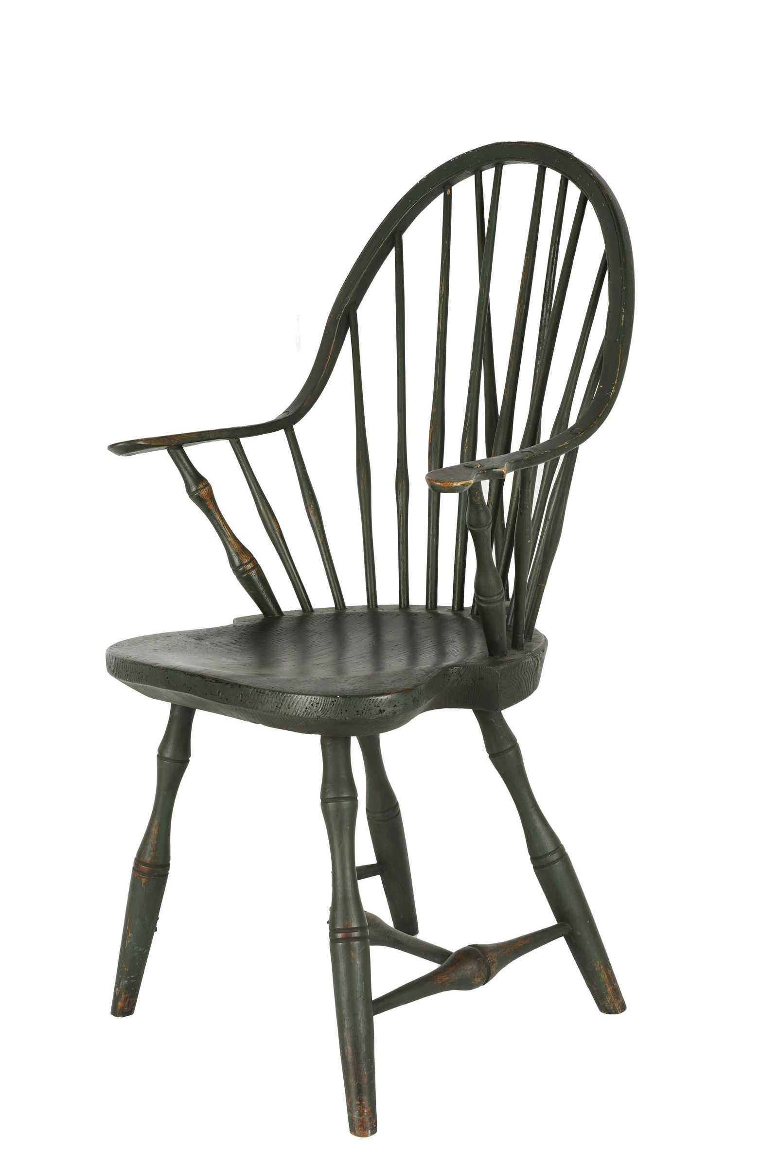 AMERICAN GREEN-PAINTED BRACE-BACK WINDSOR CHAIR (1 of 9)
