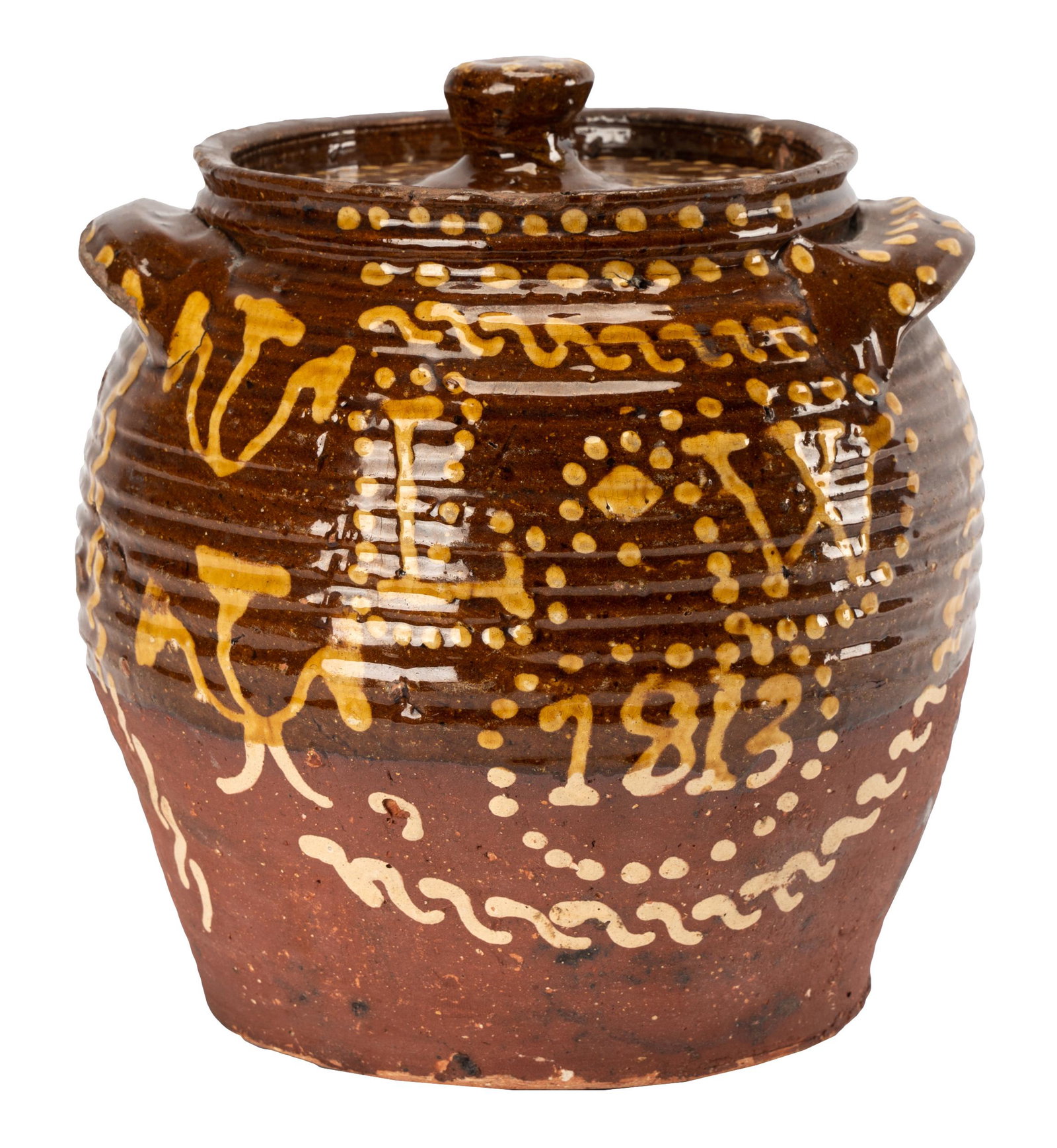 AMERICAN REDWARE BEAN POT WITH COVER (1 of 13)