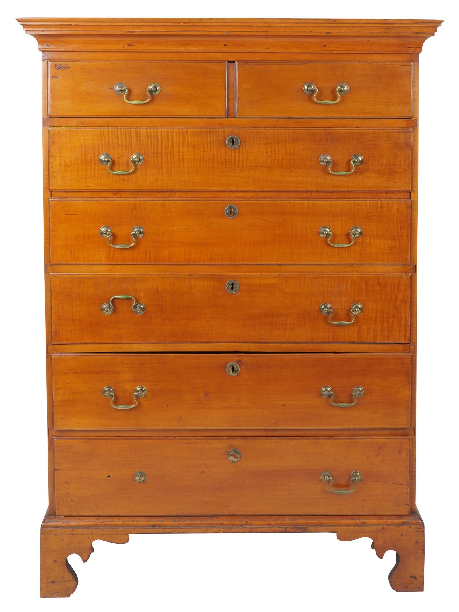 FEDERAL TIGER MAPLE TALL CHEST OF DRAWERS (1 of 11)
