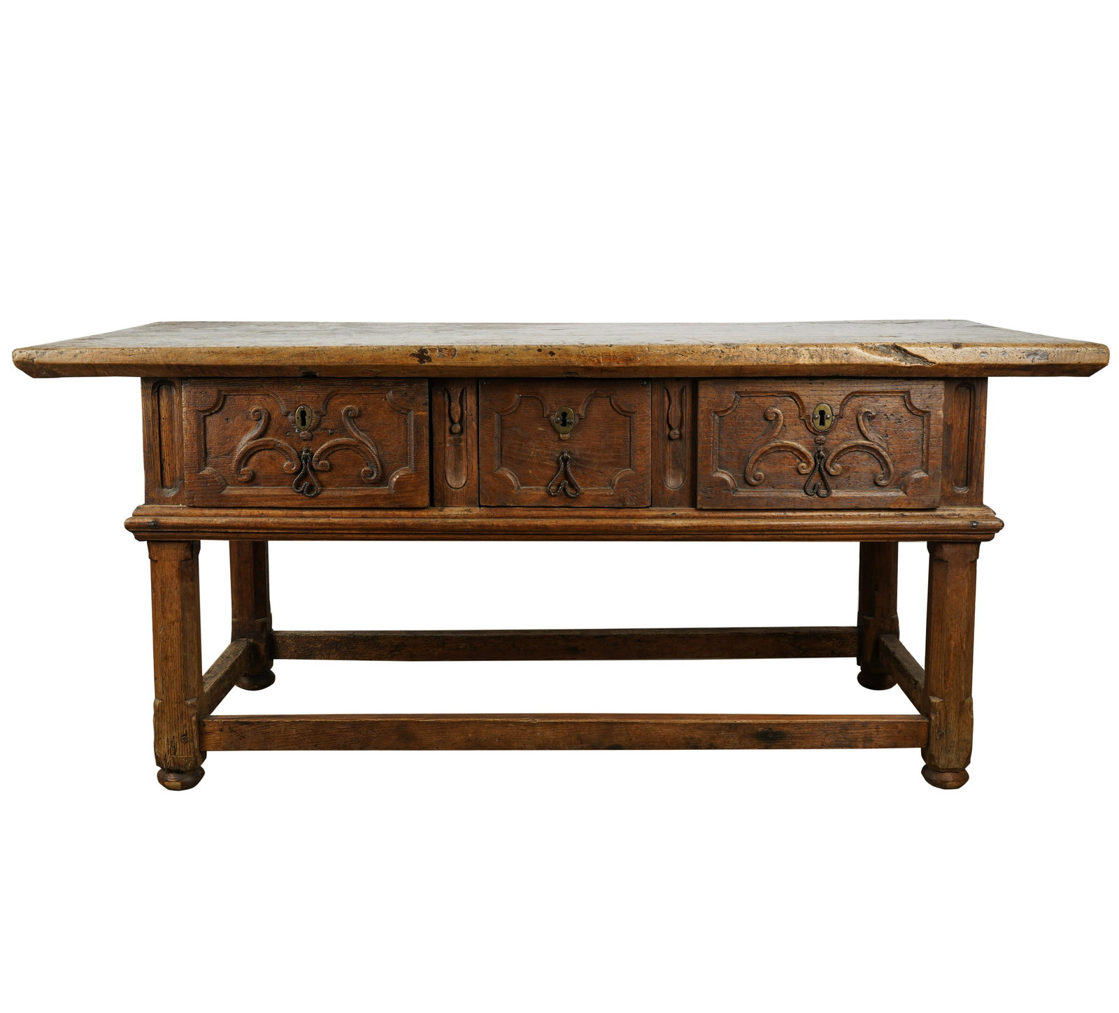 SPANISH REVIVAL CARVED WALNUT LIBRARY TABLE (1 of 10)