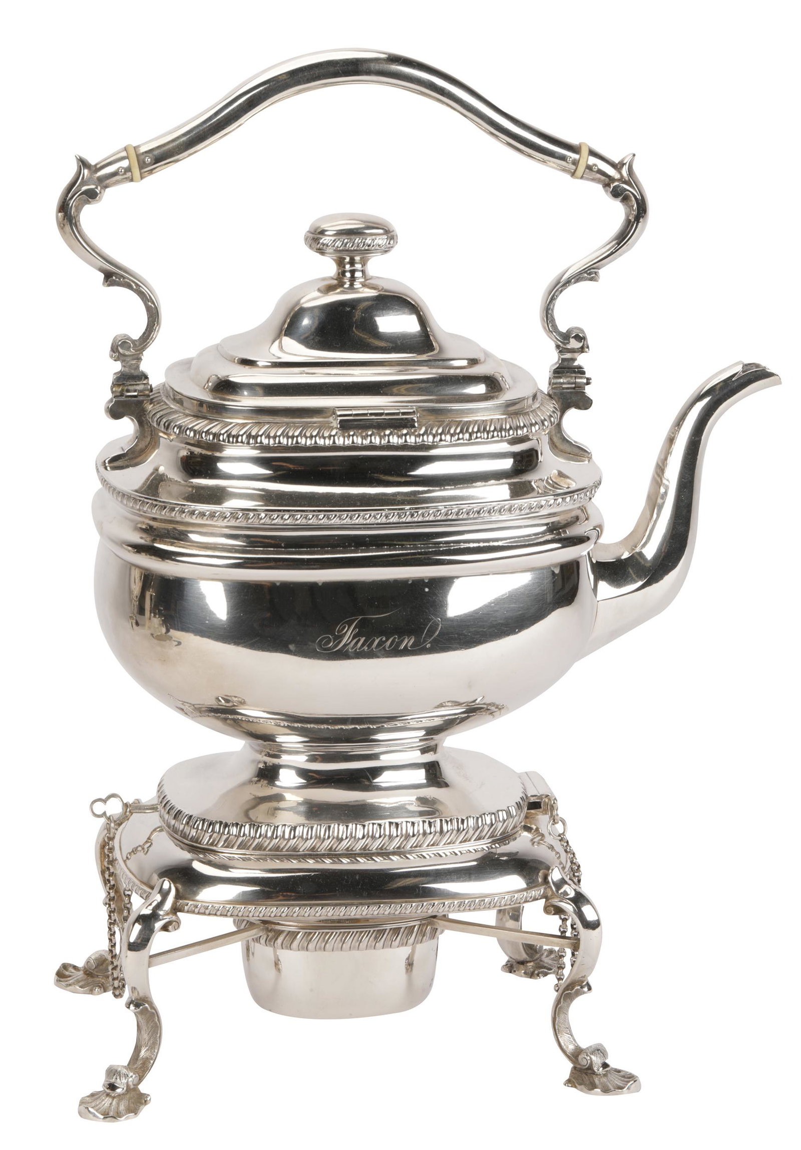 AMERICAN COIN SILVER KETTLE ON STAND (1 of 18)