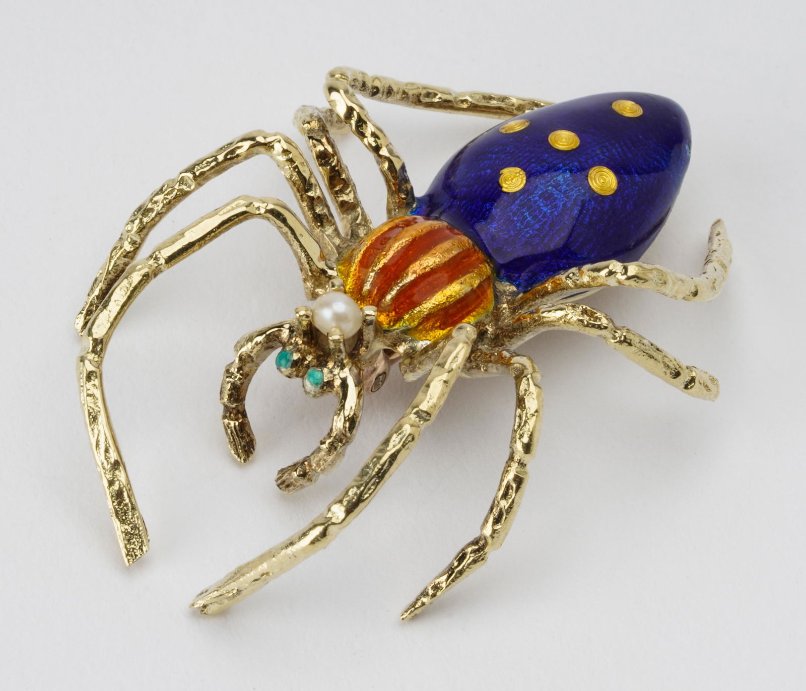 14 KARAT YELLOW GOLD & ENAMEL SPIDER BROOCH (1 of 7)