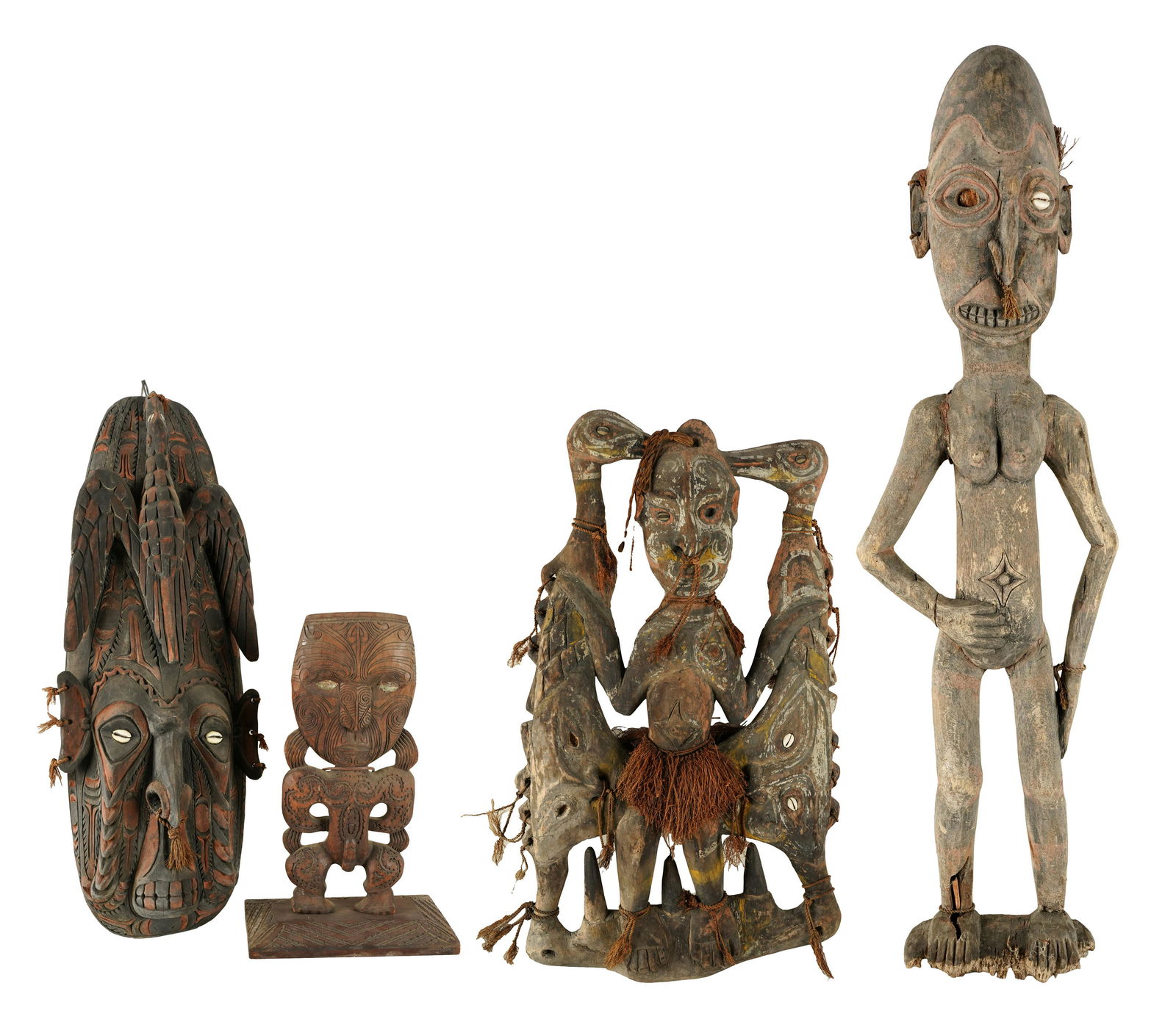 COLLECTION OF FOUR PRIMITIVE WOOD CARVINGS (1 of 20)