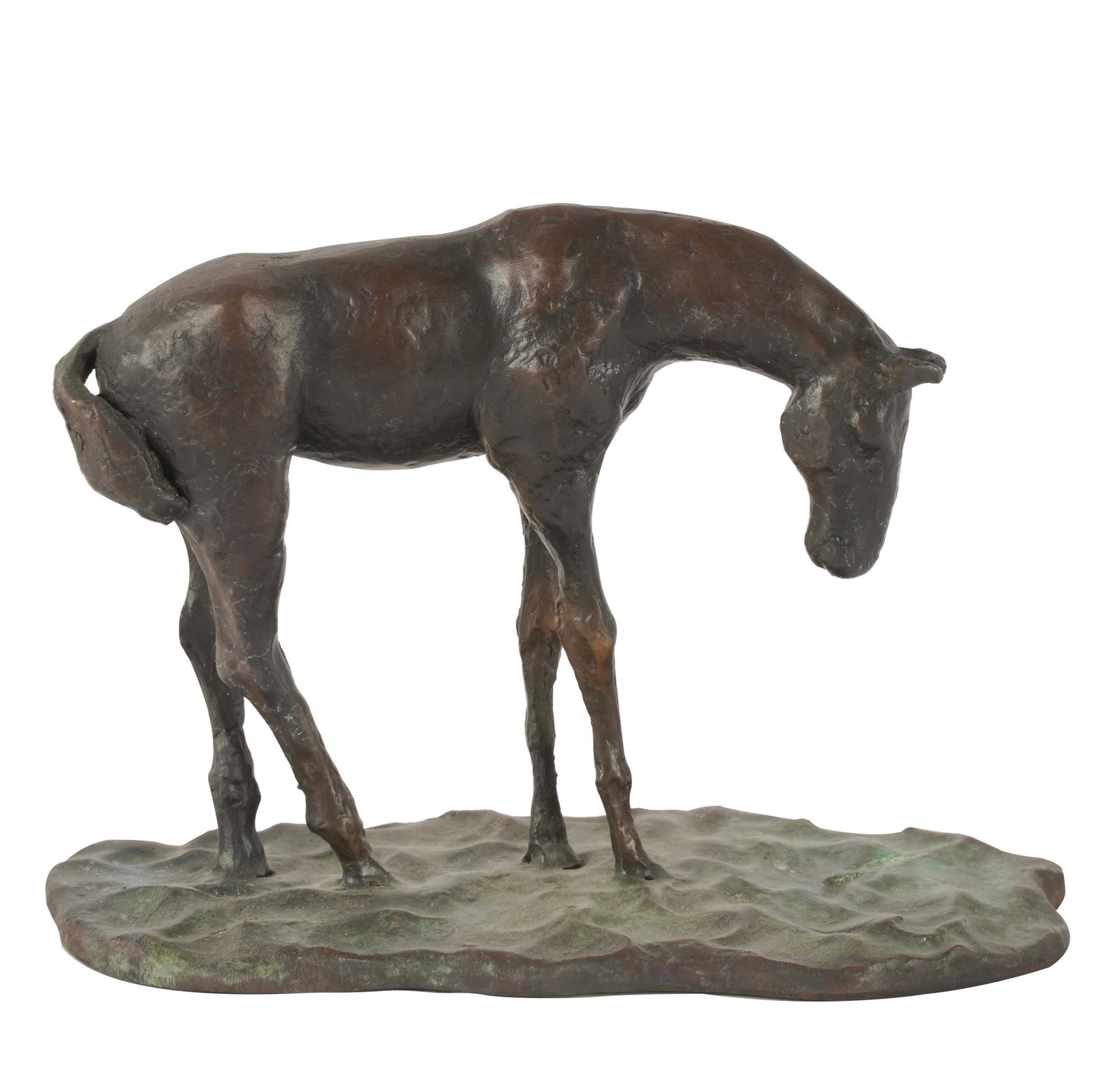 BARBARA BERETICH (1936 - 2018): HORSE: bronze; signed to base; Provenance: The Estate of Barbara Beretich, Artist and Collector of Art, Claremont, CA; 6 1/2 inches wide; 3 1/4 inches deep; 5 inches high