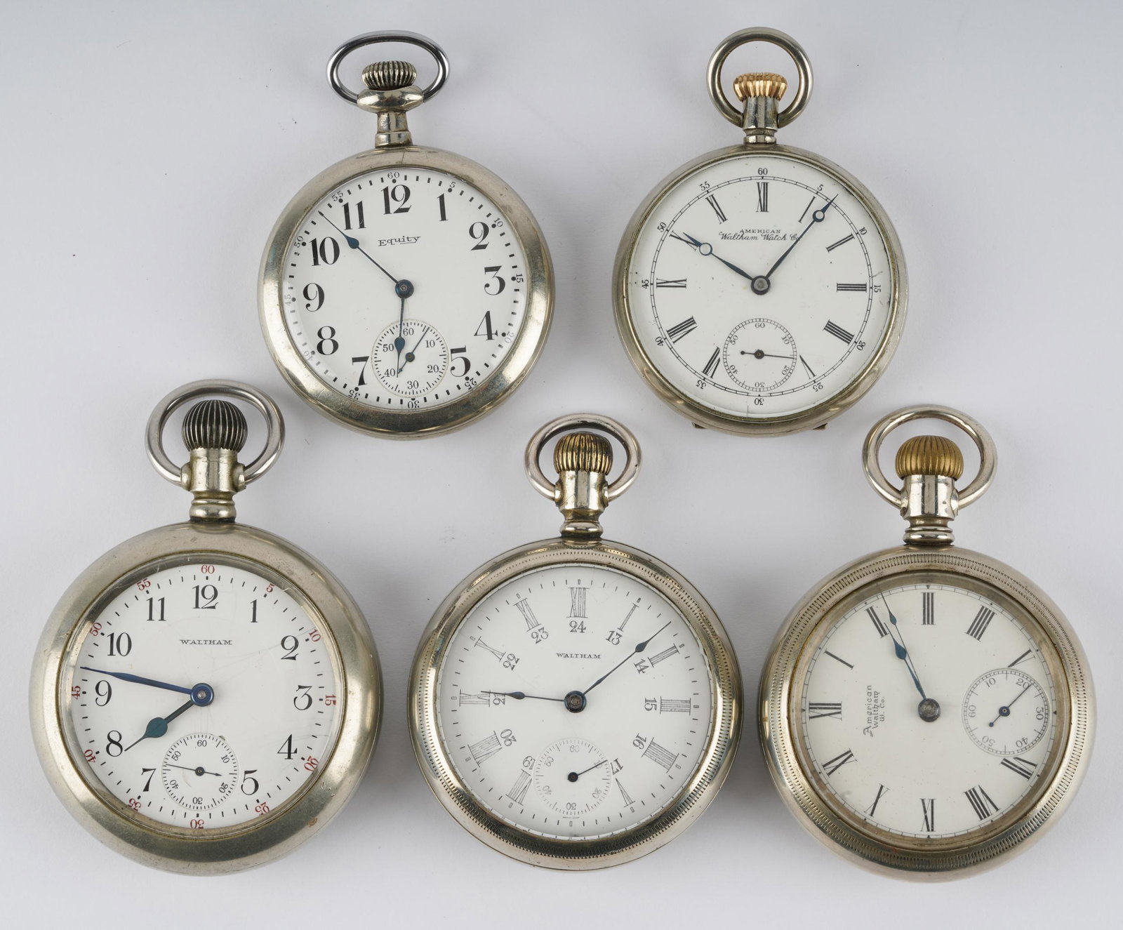 FIVE WALTHAM POCKET WATCHES (1 of 13)