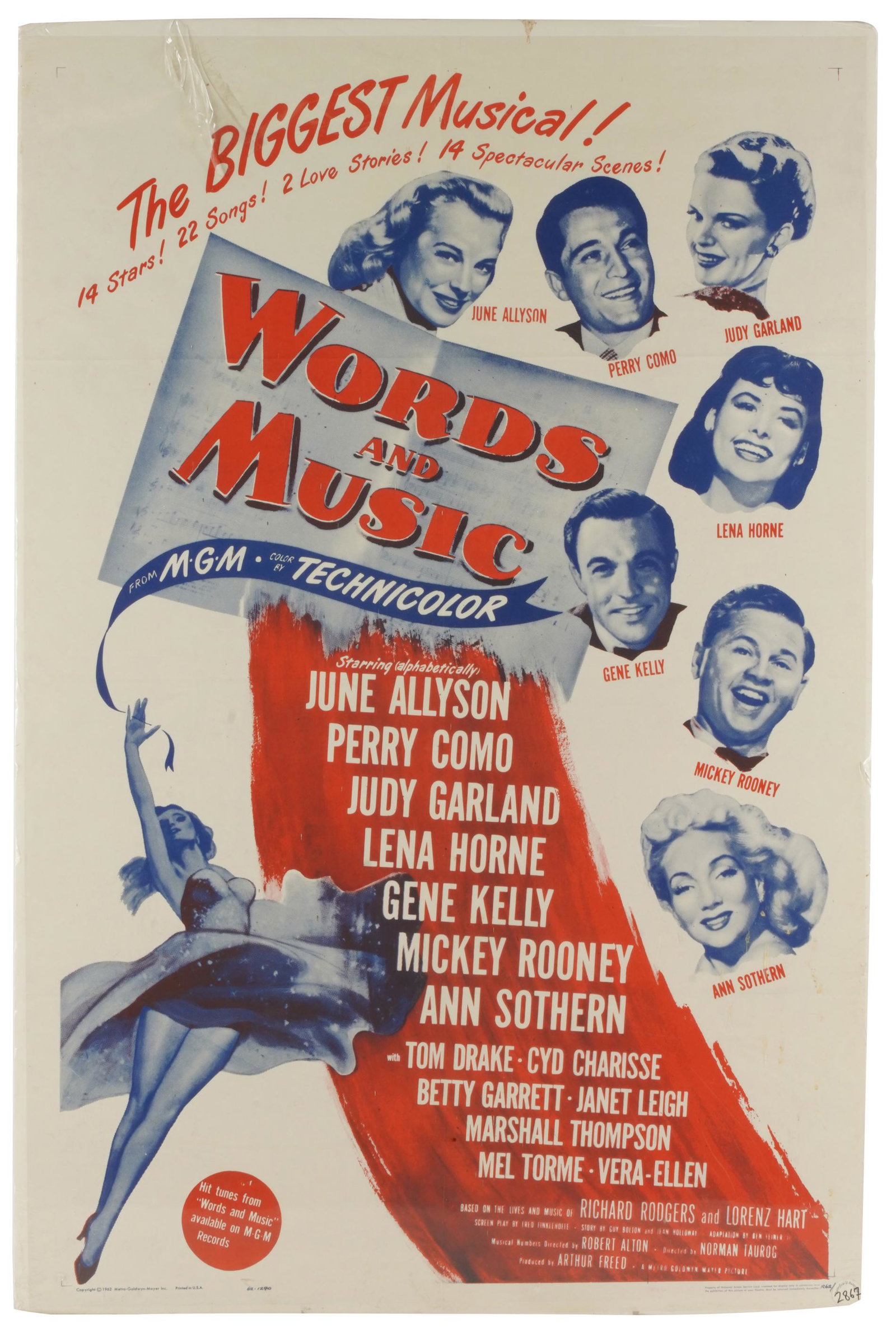 'WORDS AND MUSIC" MGM MOVIE POSTER (1 of 8)