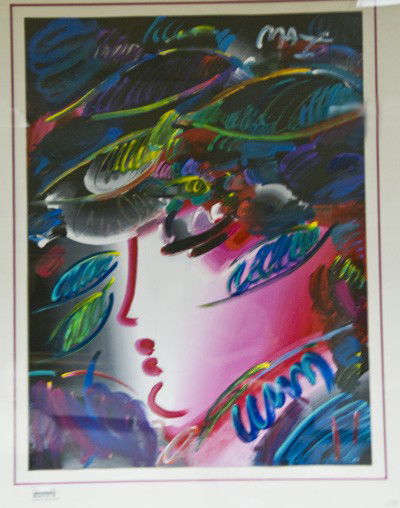 PETER MAX: "UNTITLED": acrylic on paper signed upper right 39 1/2 x 30 inches