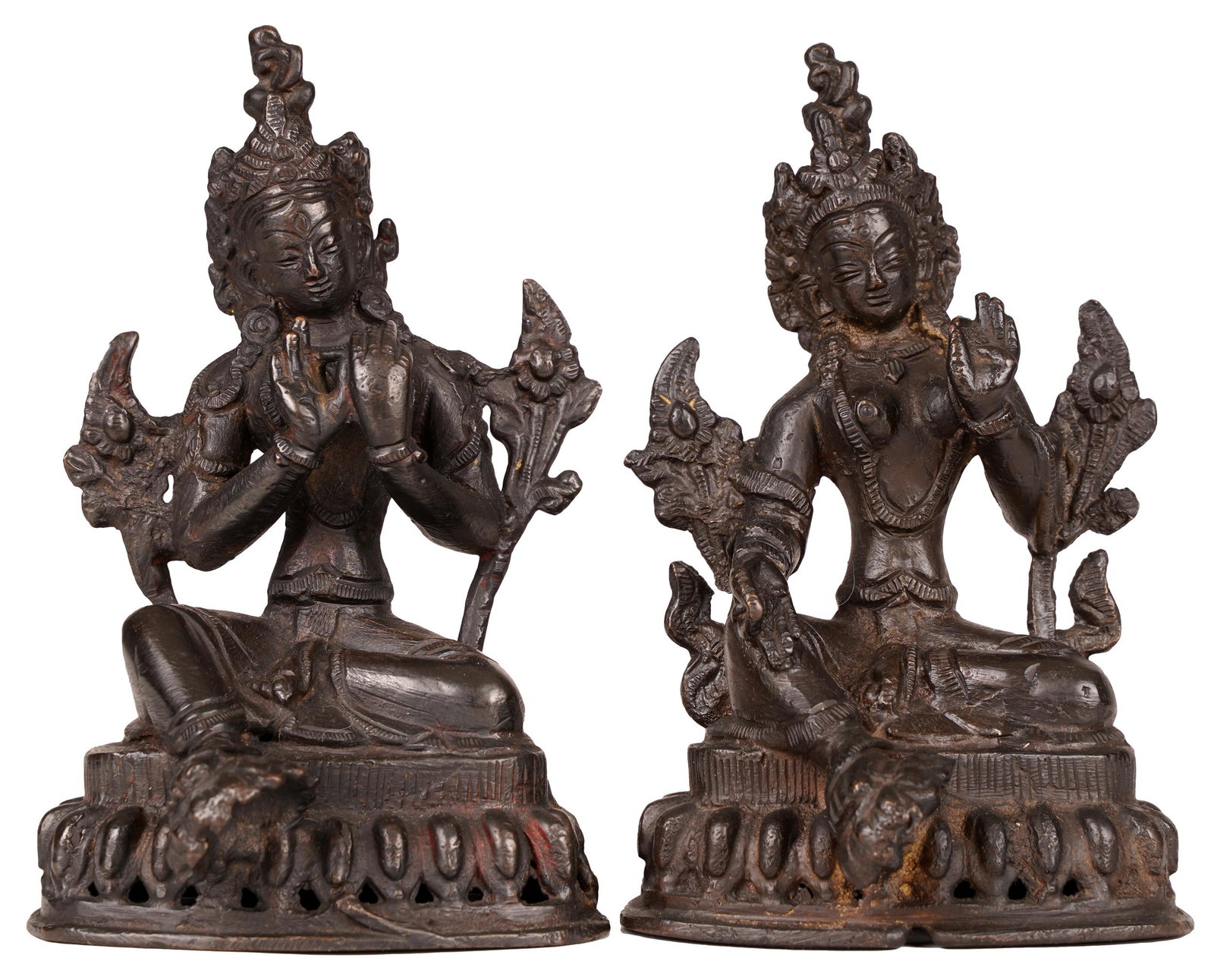 TWO TIBETAN BRONZE FIGURES OF DEITIES (1 of 15)