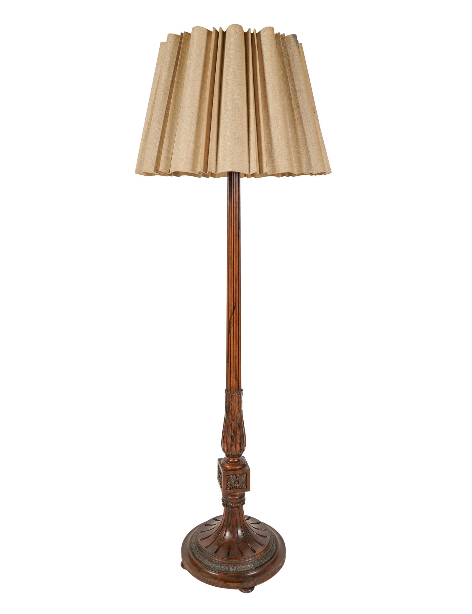 CARVED WALNUT TORCHIERE FLOOR LAMP (1 of 9)