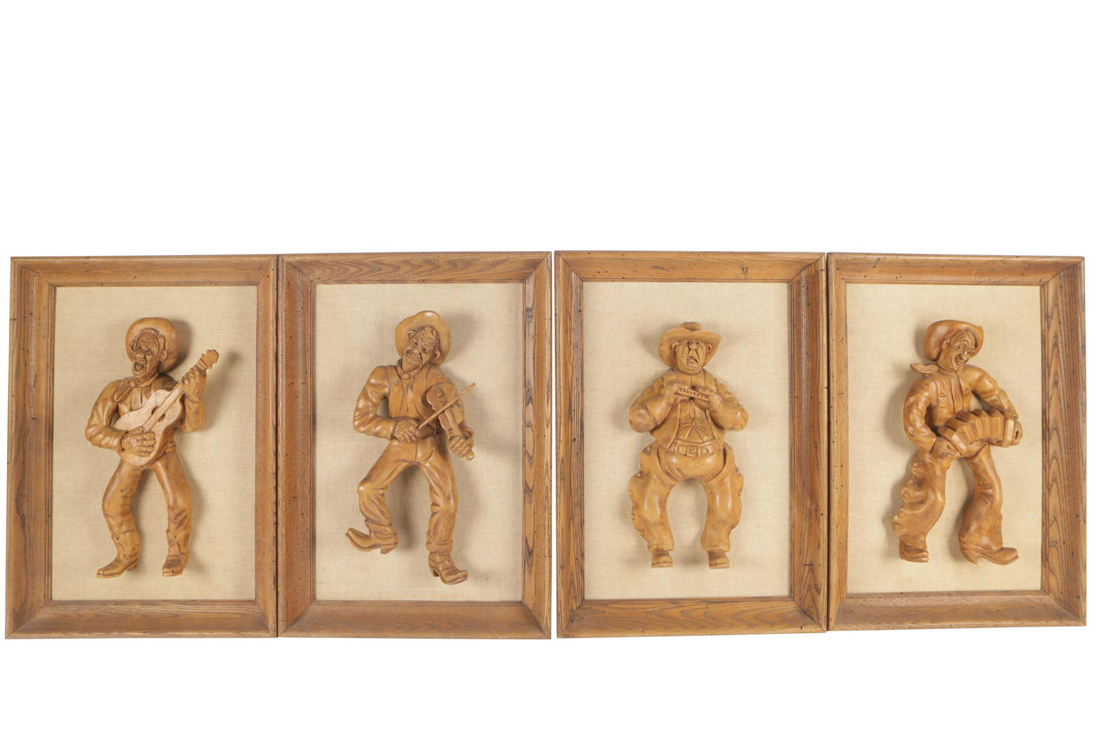 FOUR CARVED WOOD FIGURES (1 of 8)