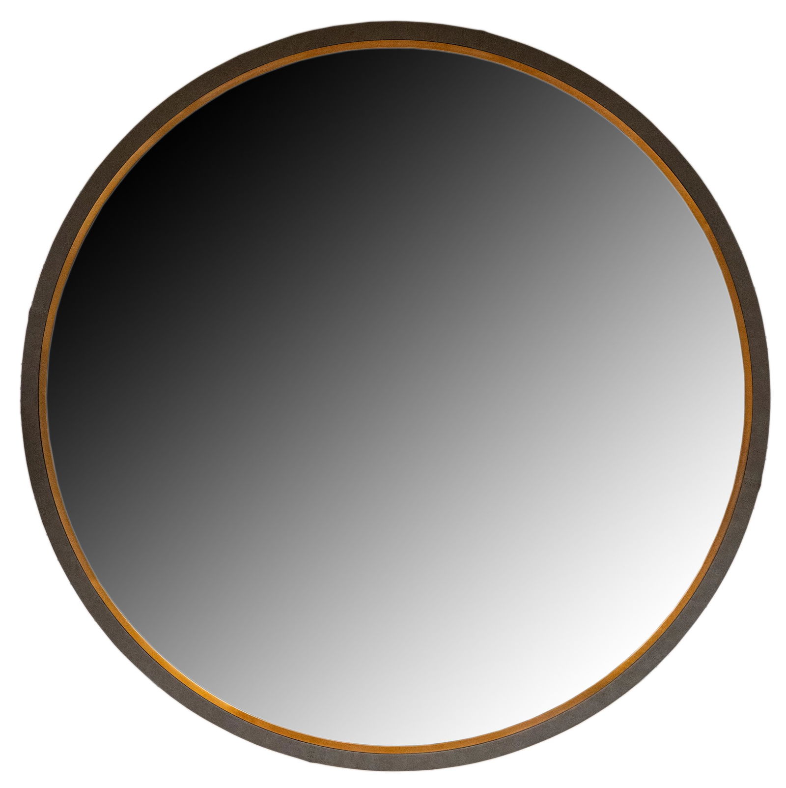 LEATHER & BRASS ROUND WALL MIRROR (1 of 7)