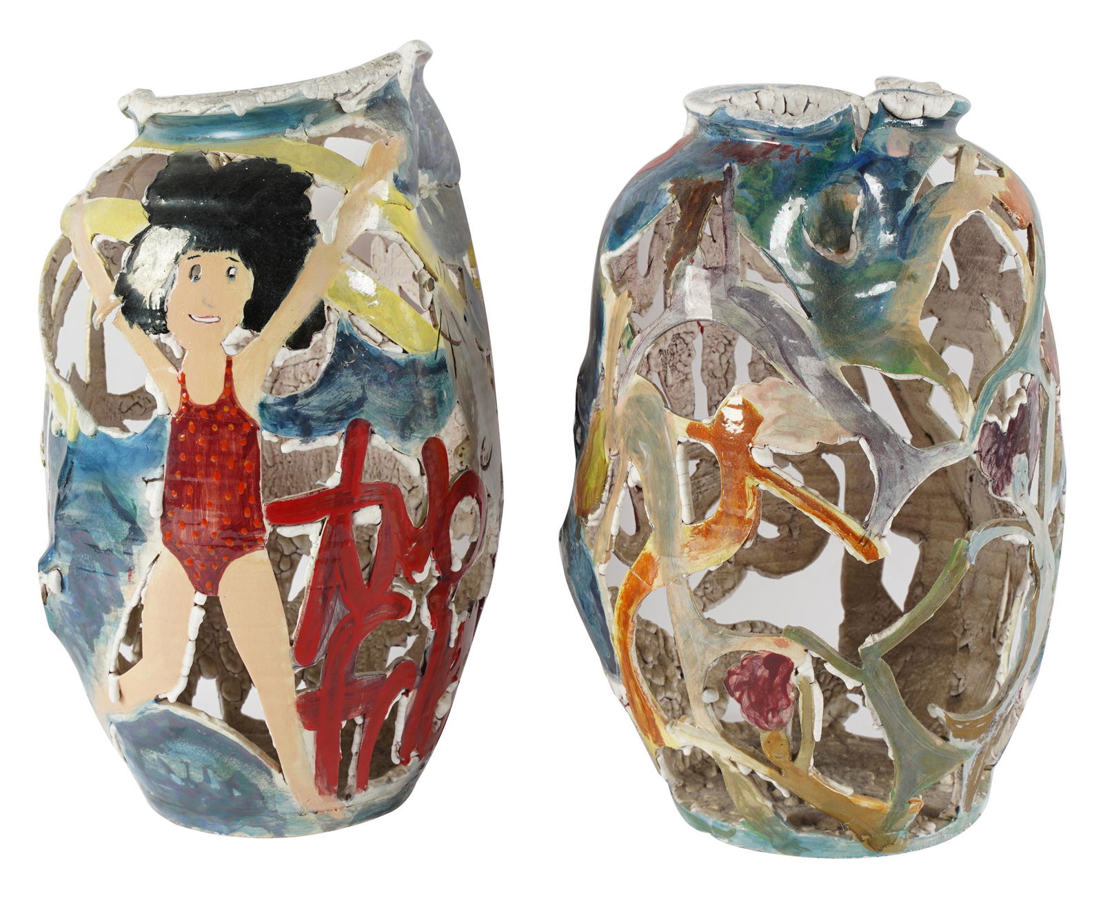 TWO ART POTTERY JARS (1 of 9)