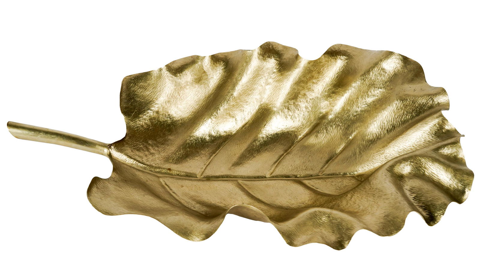 LARGE GILT-METAL LEAF-FORM BOWL / TABLE ORNAMENT (1 of 7)