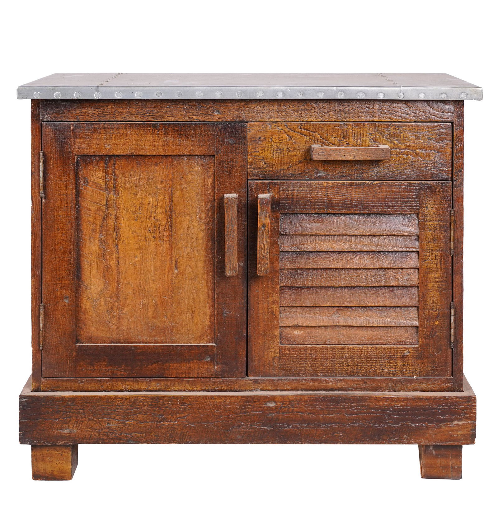 RUSTIC-STYLE ZINC-TOP SIDE CABINET (1 of 9)