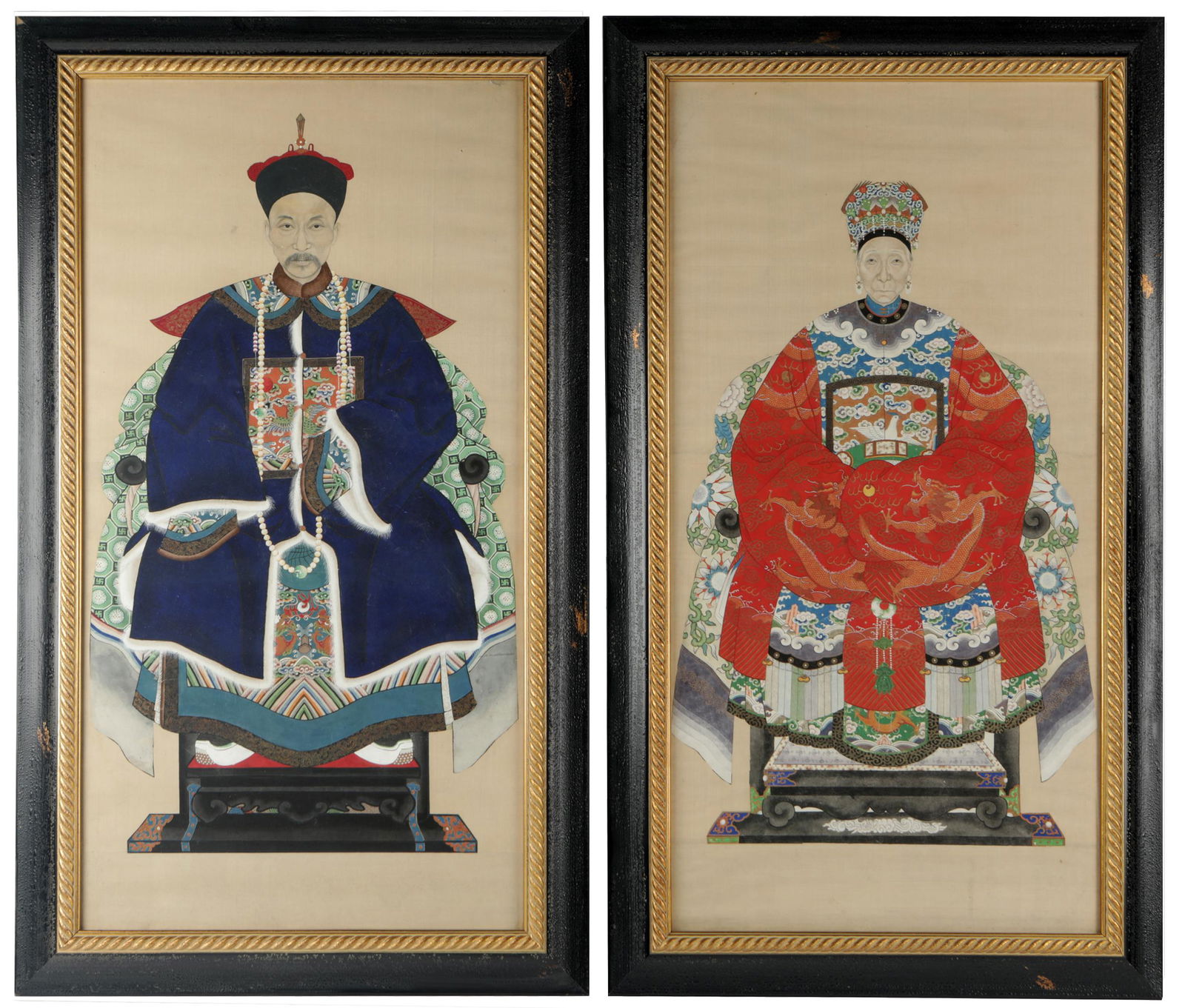 PAIR OF CHINESE ANCESTRAL PORTRAITS (1 of 10)