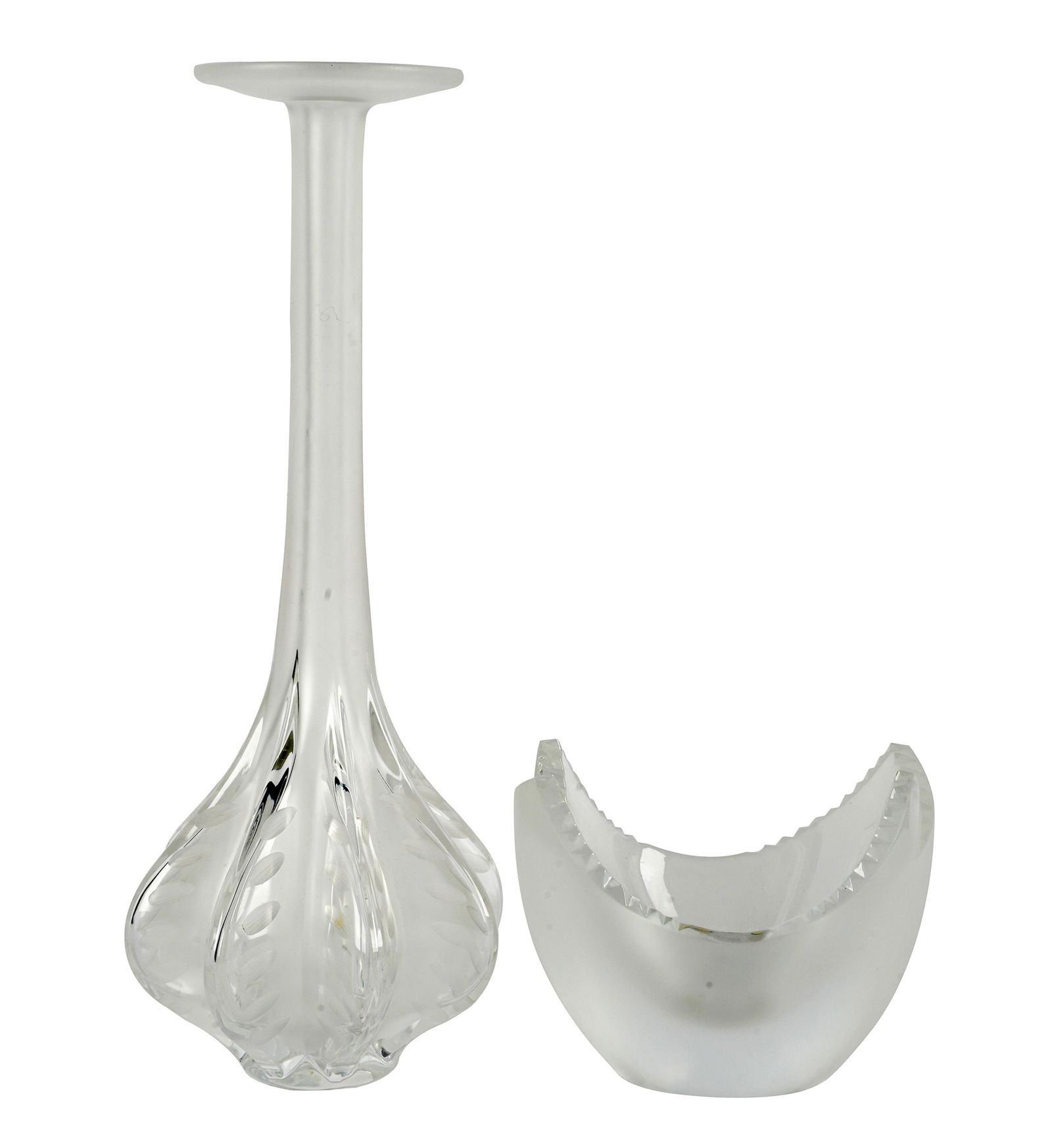 TWO LALIQUE GLASS VASES (1 of 6)