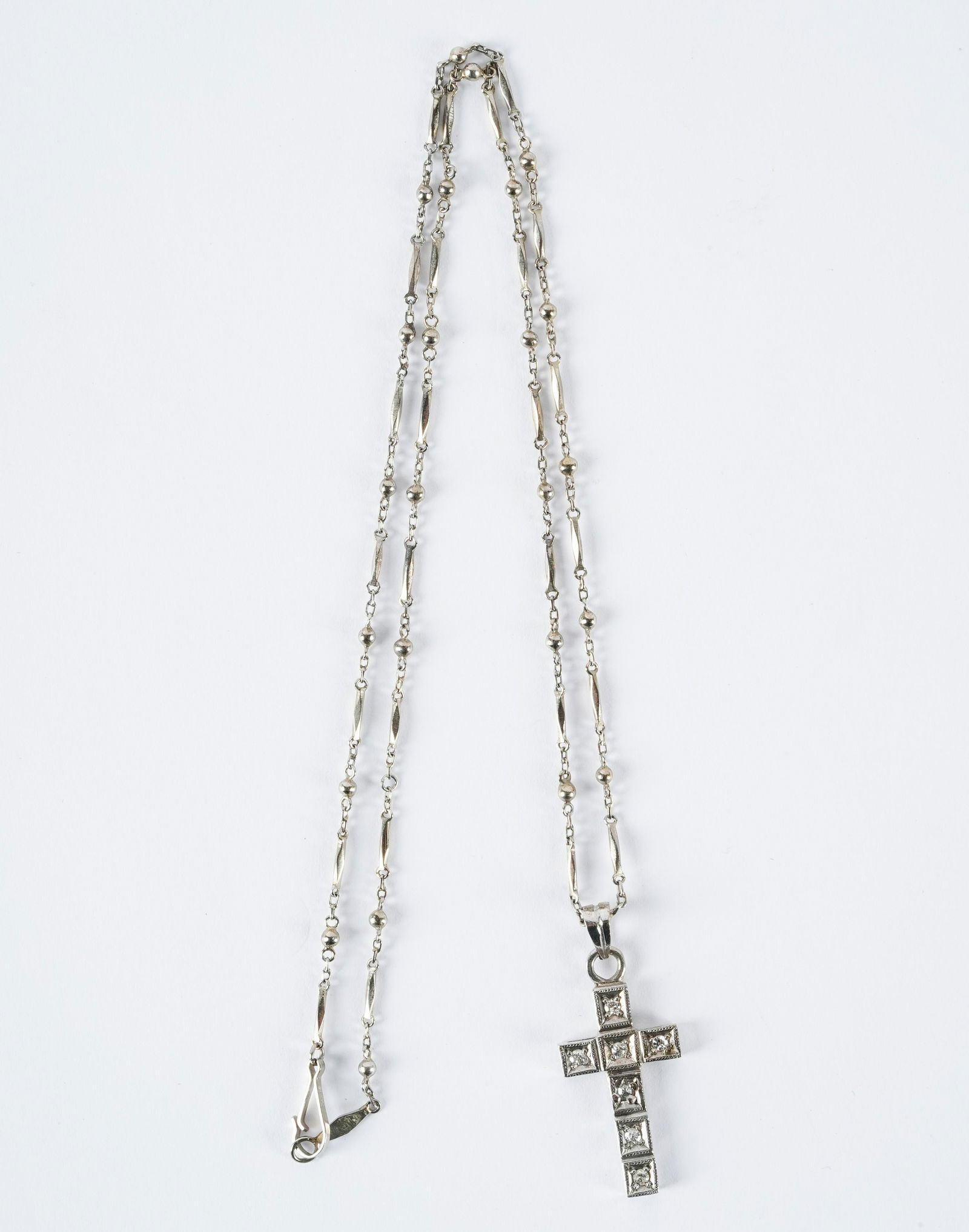 WHITE GOLD & DIAMOND CROSS NECKLACE (1 of 8)