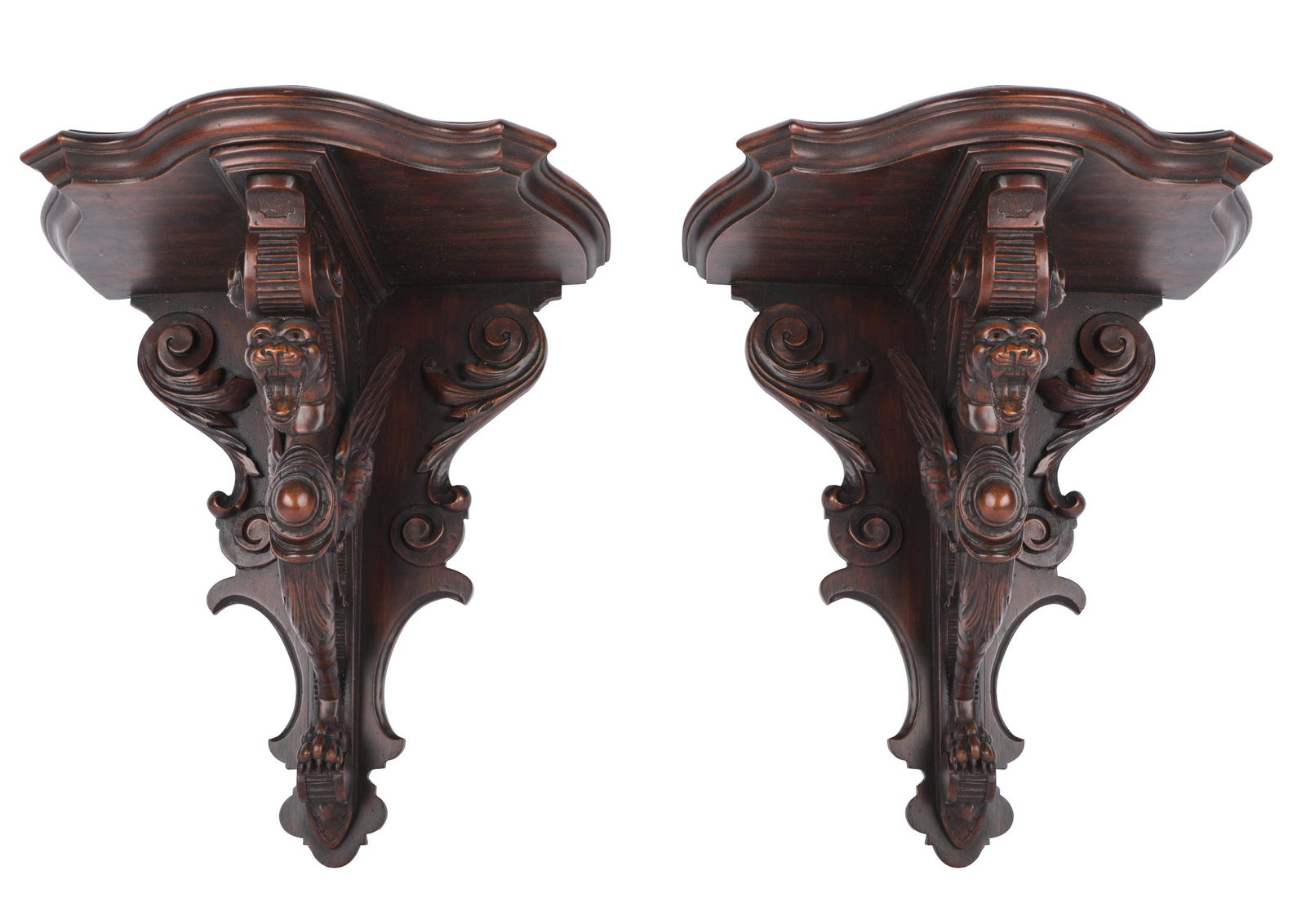 PAIR OF RENAISSANCE REVIVAL CARVED WOOD BRACKETS (1 of 6)