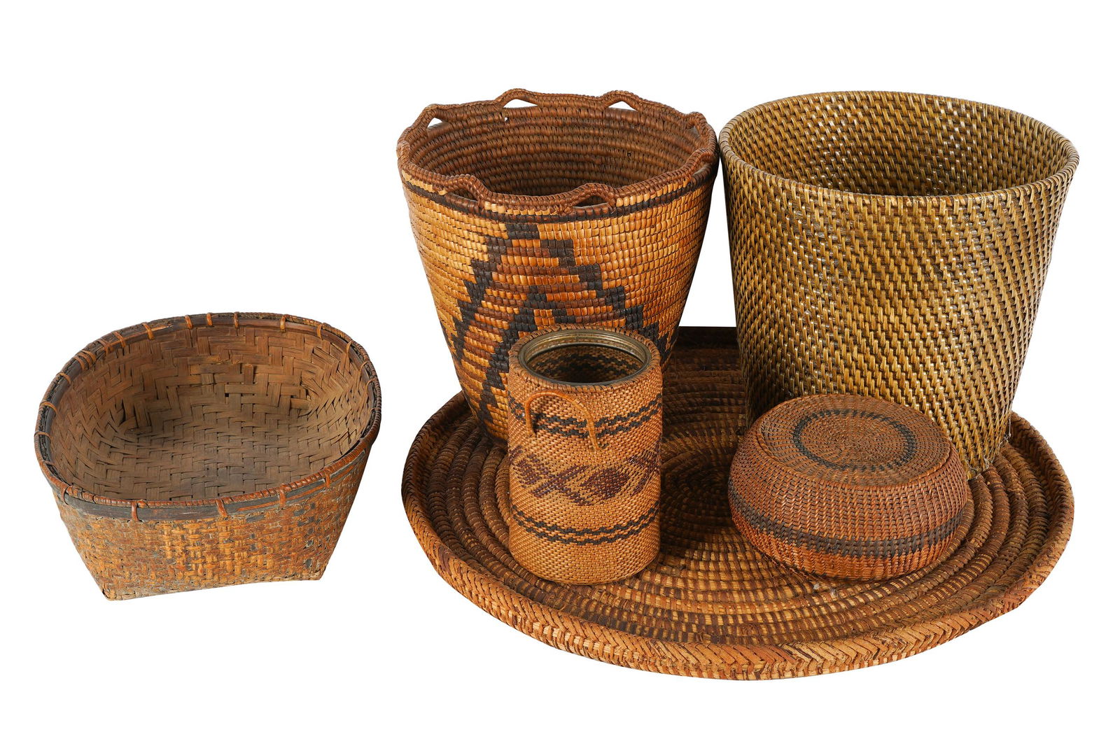 SIX NATIVE AMERICAN BASKETS (1 of 10)