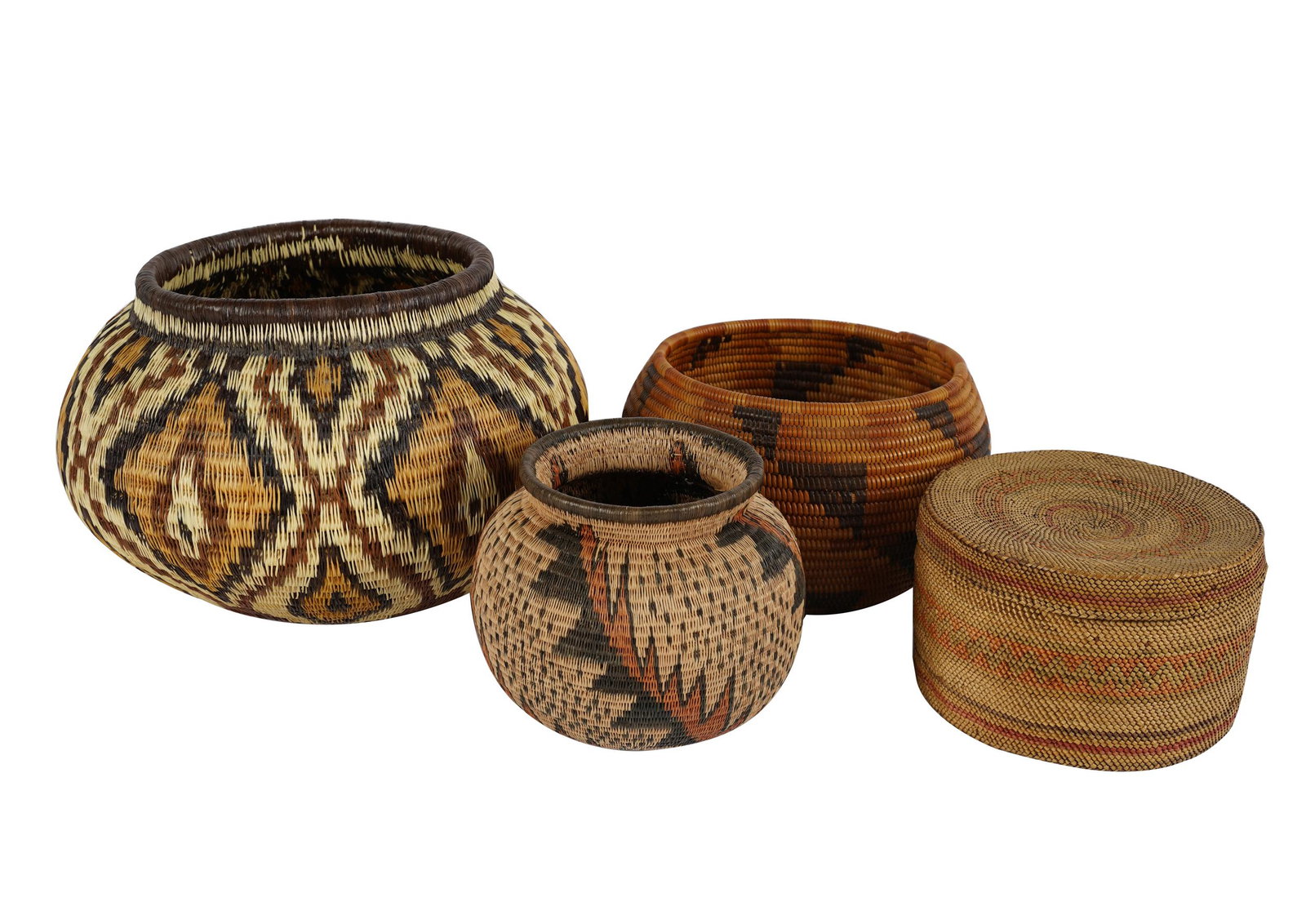 FOUR NATIVE AMERICAN BASKETS (1 of 8)