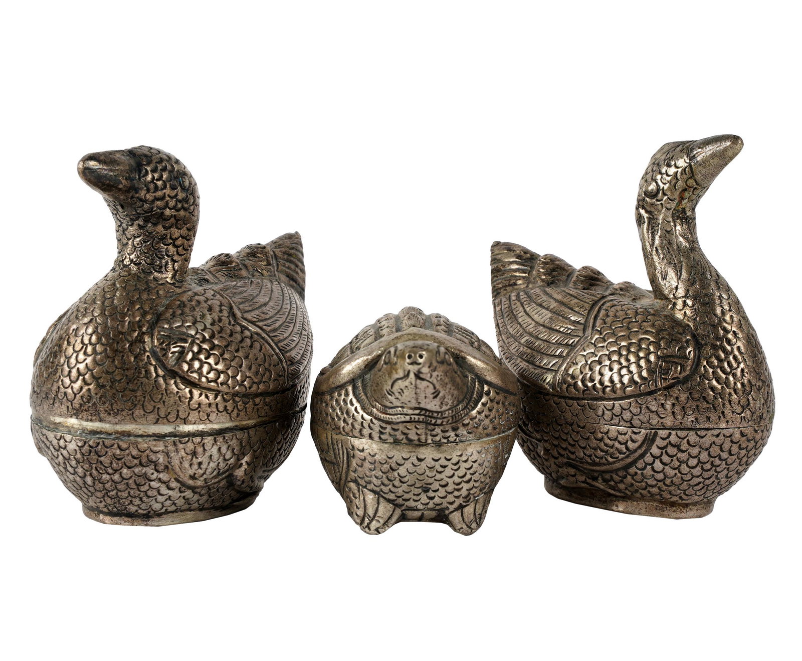 THREE CAMBODIAN SILVER ANIMAL-FORM BOXES (1 of 9)