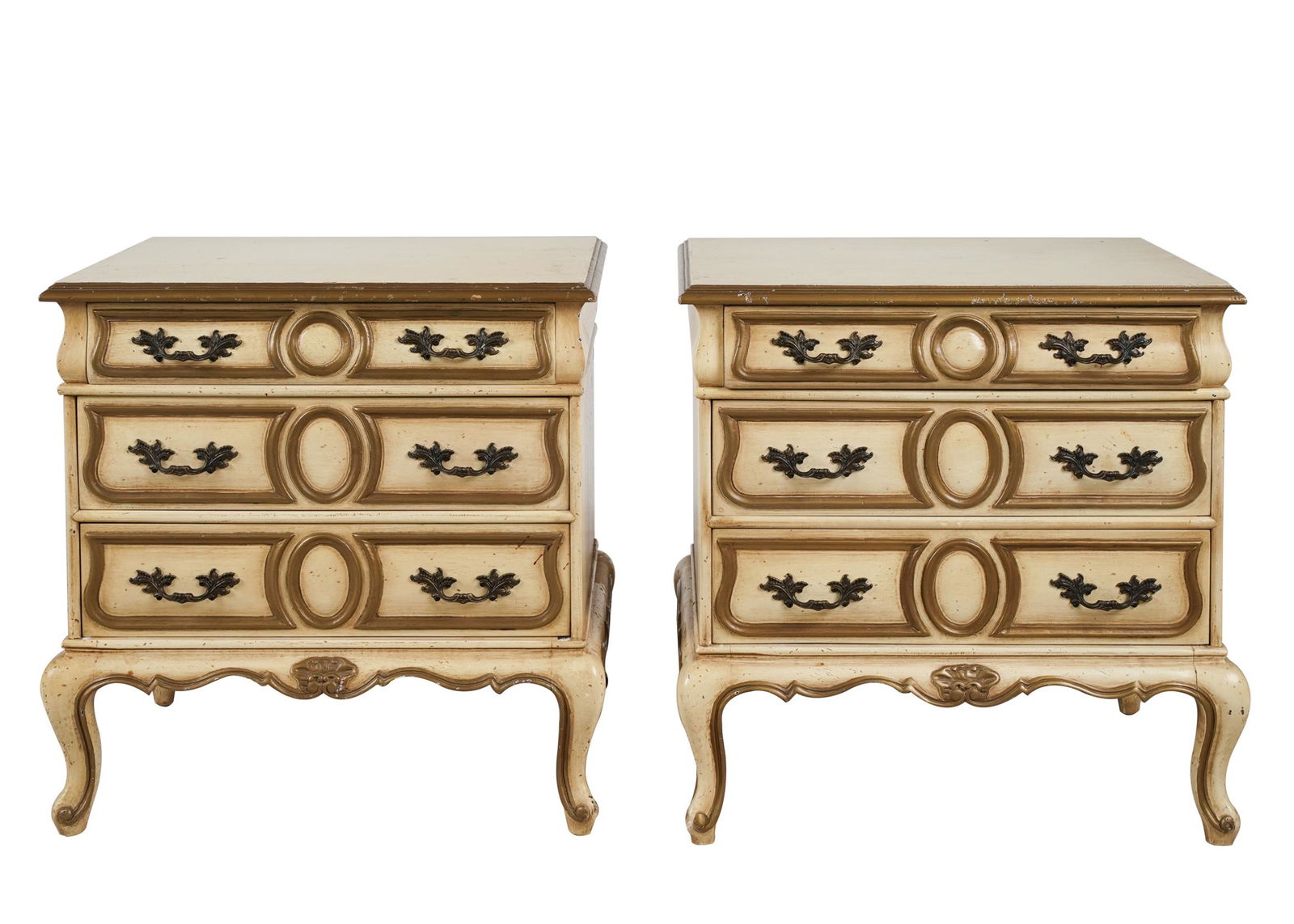 PAIR FRENCH PROVINCIAL-STYLE PAINTED WOOD NIGHTSTANDS (1 of 9)