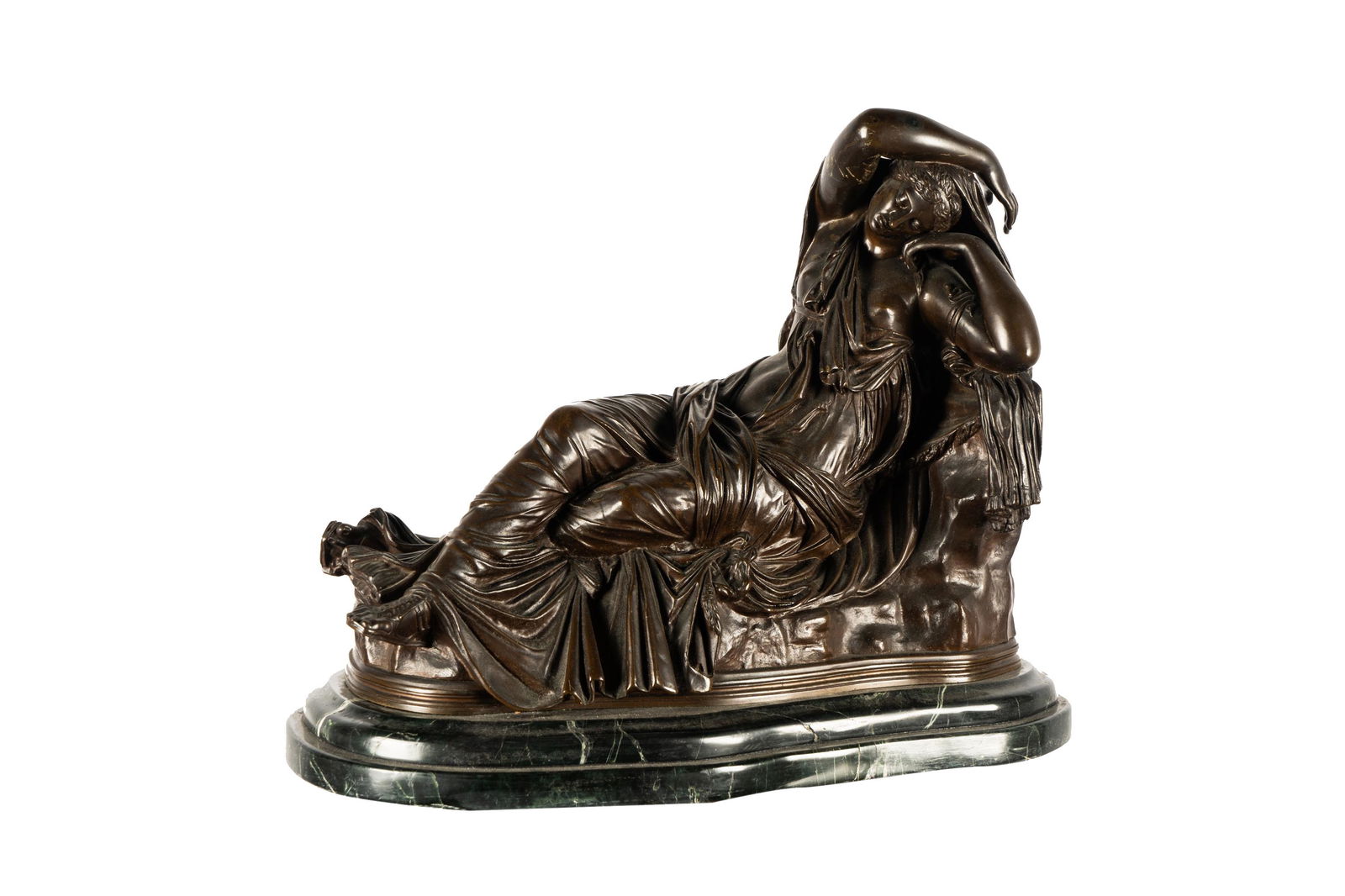 FRENCH BRONZE FIGURE OF A RECLINING WOMAN (1 of 12)