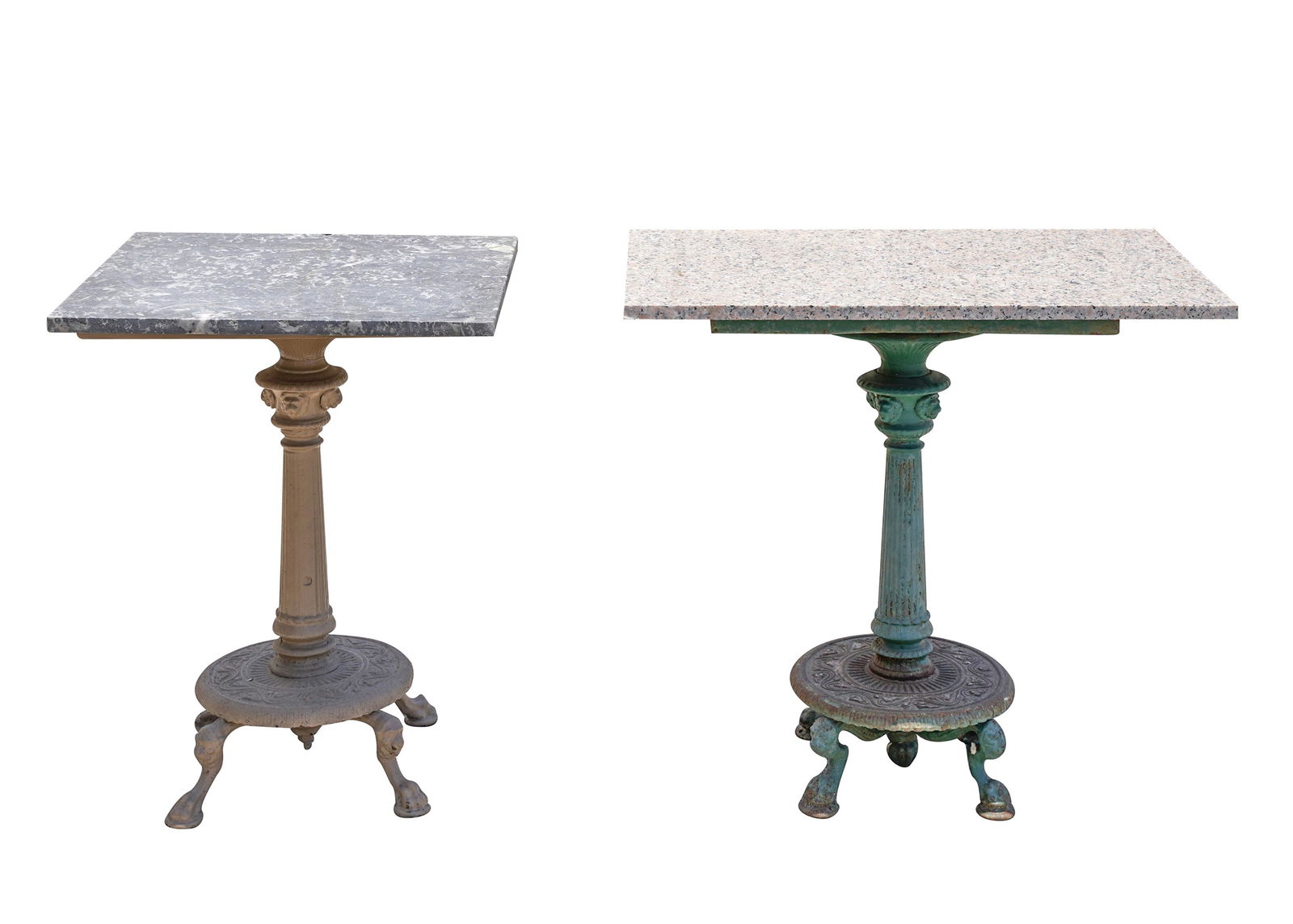 TWO ASSORTED MARBLE & PAINTED IRON TABLES (1 of 13)