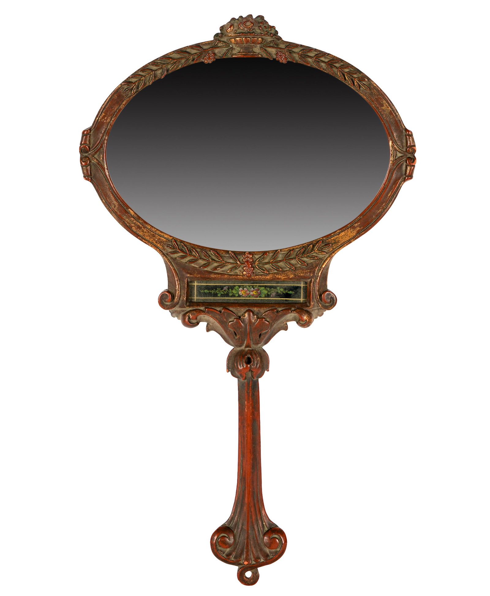 ITALIAN ROCOCO-STYLE GILTWOOD HAND MIRROR: 19th century; 19 x 11 inches