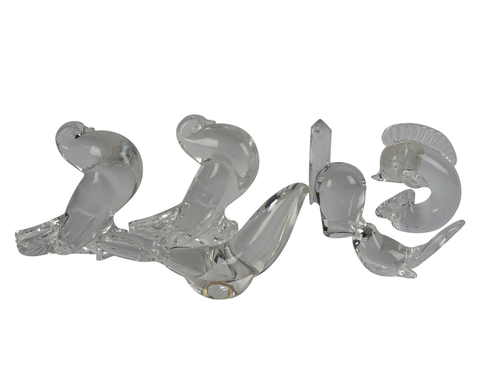 FIVE STEUBEN GLASS ANIMAL FIGURES (1 of 10)