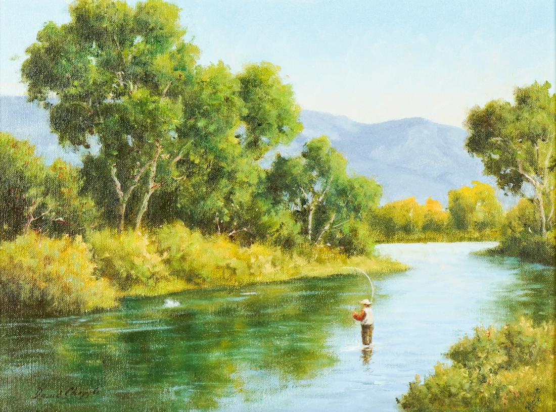DAVID CHAPPLE (B. 1947): MONTANA: oil on board; signed lower left, titled verso; 11 1/2 x 15 3/4 inches; 17 1/4 x 21 1/4 inches frame