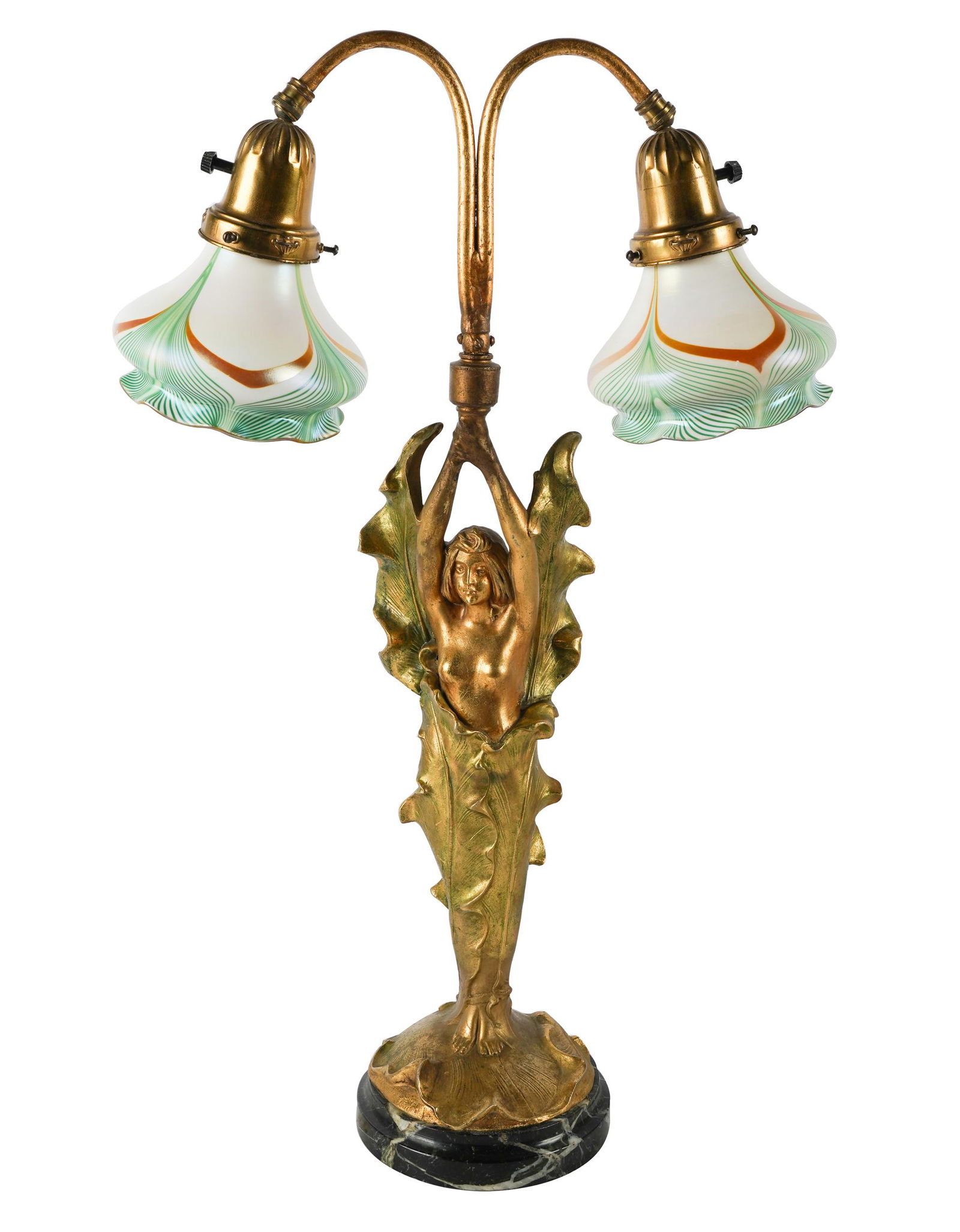 ART NOUVEAU GILT METAL TABLE LAMP (1 of 12)