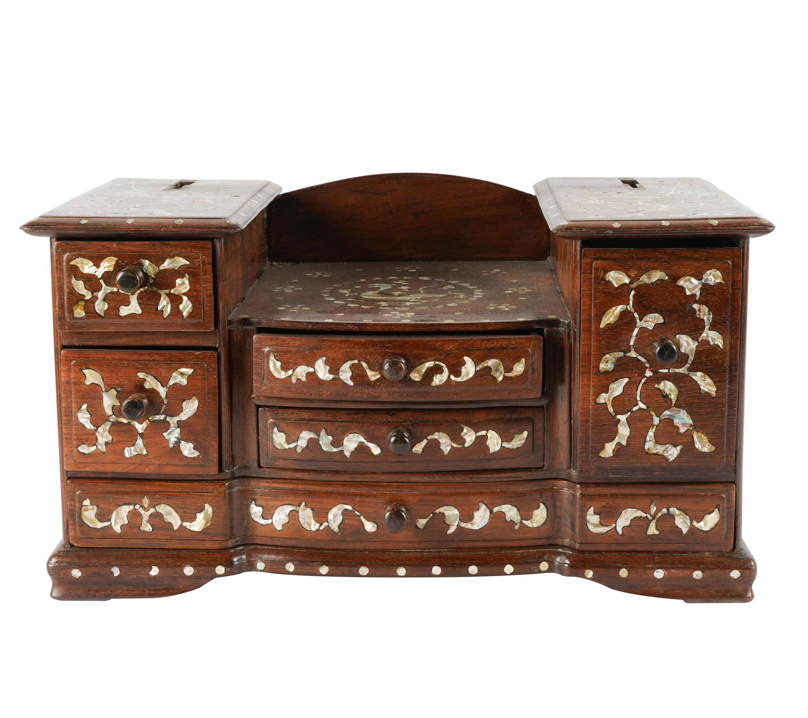 MOTHER OF PEARL-INLAID ROSEWOOD DRESSER BOX (1 of 9)