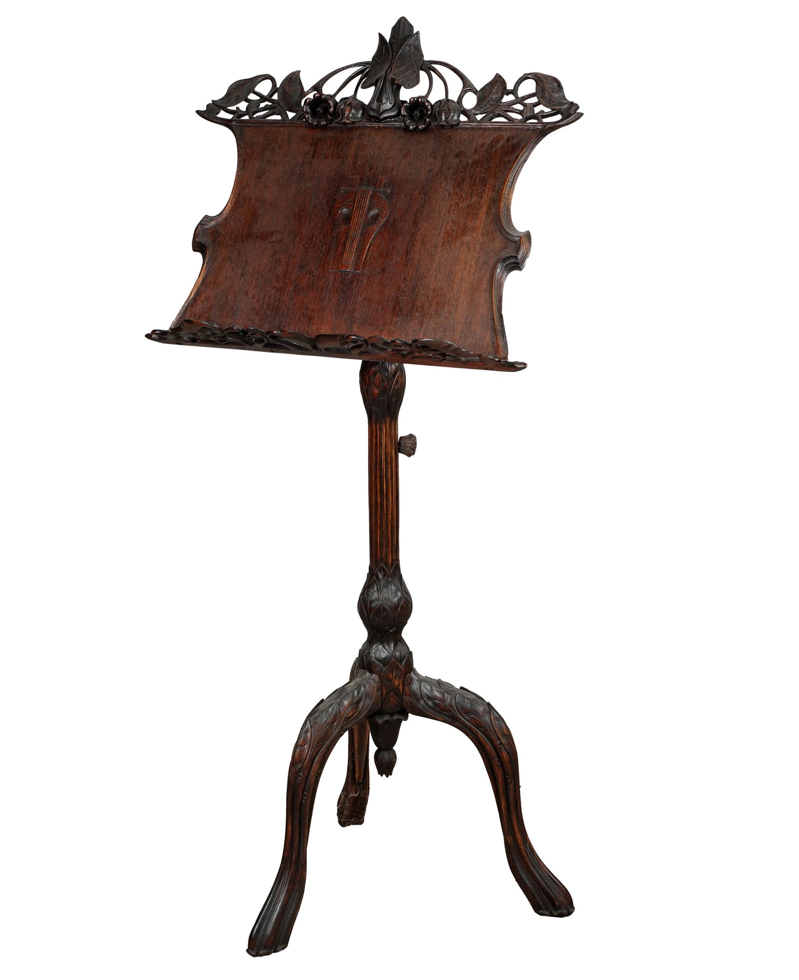 ELABORATELY CARVED OAK MUSIC STAND (1 of 11)