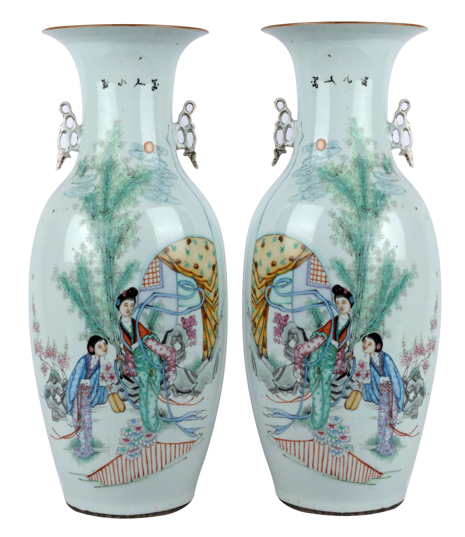PAIR OF LARGE CHINESE PORCELAIN VASES (1 of 12)
