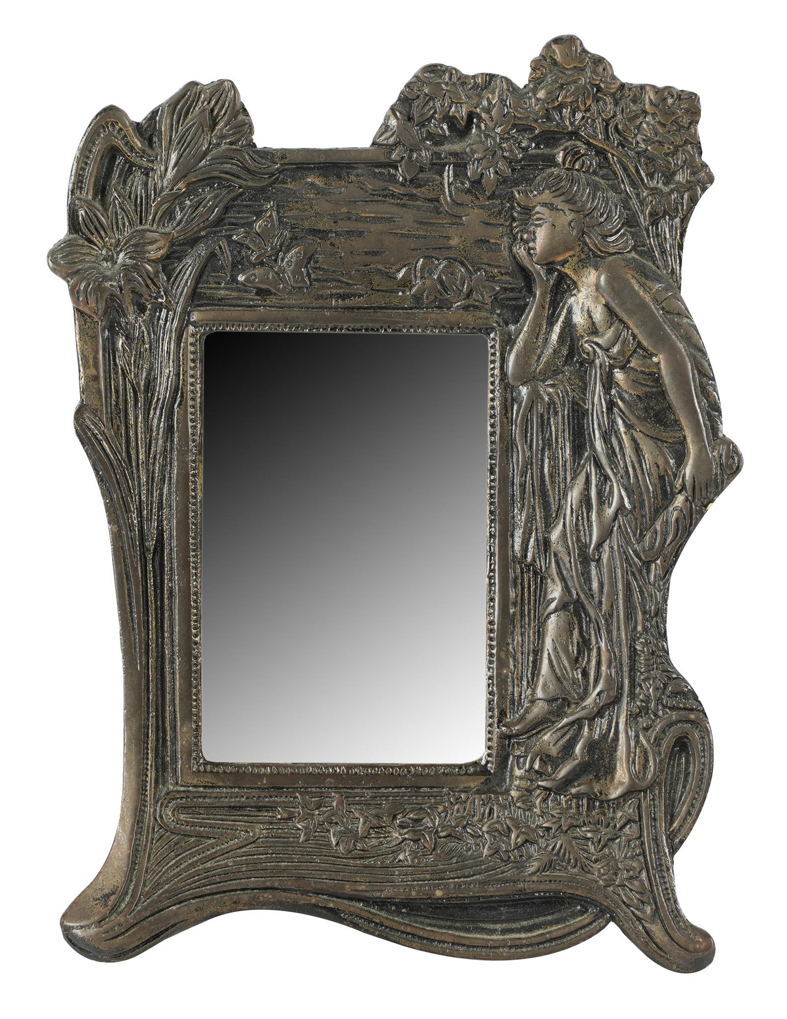 ART NOUVEAU BRONZE TABLE MIRROR (1 of 6)