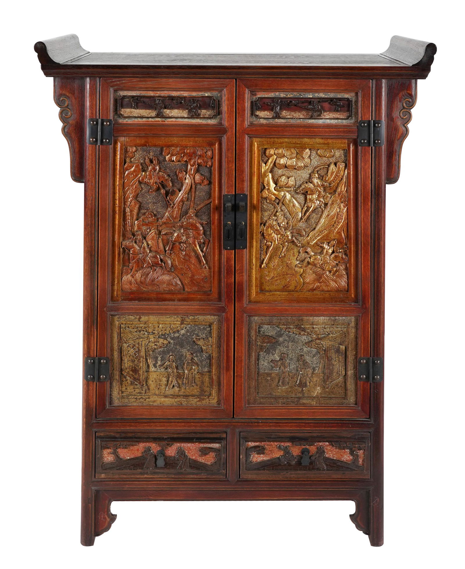 CHINESE CARVED, GILT & PAINTED CABINET (1 of 12)
