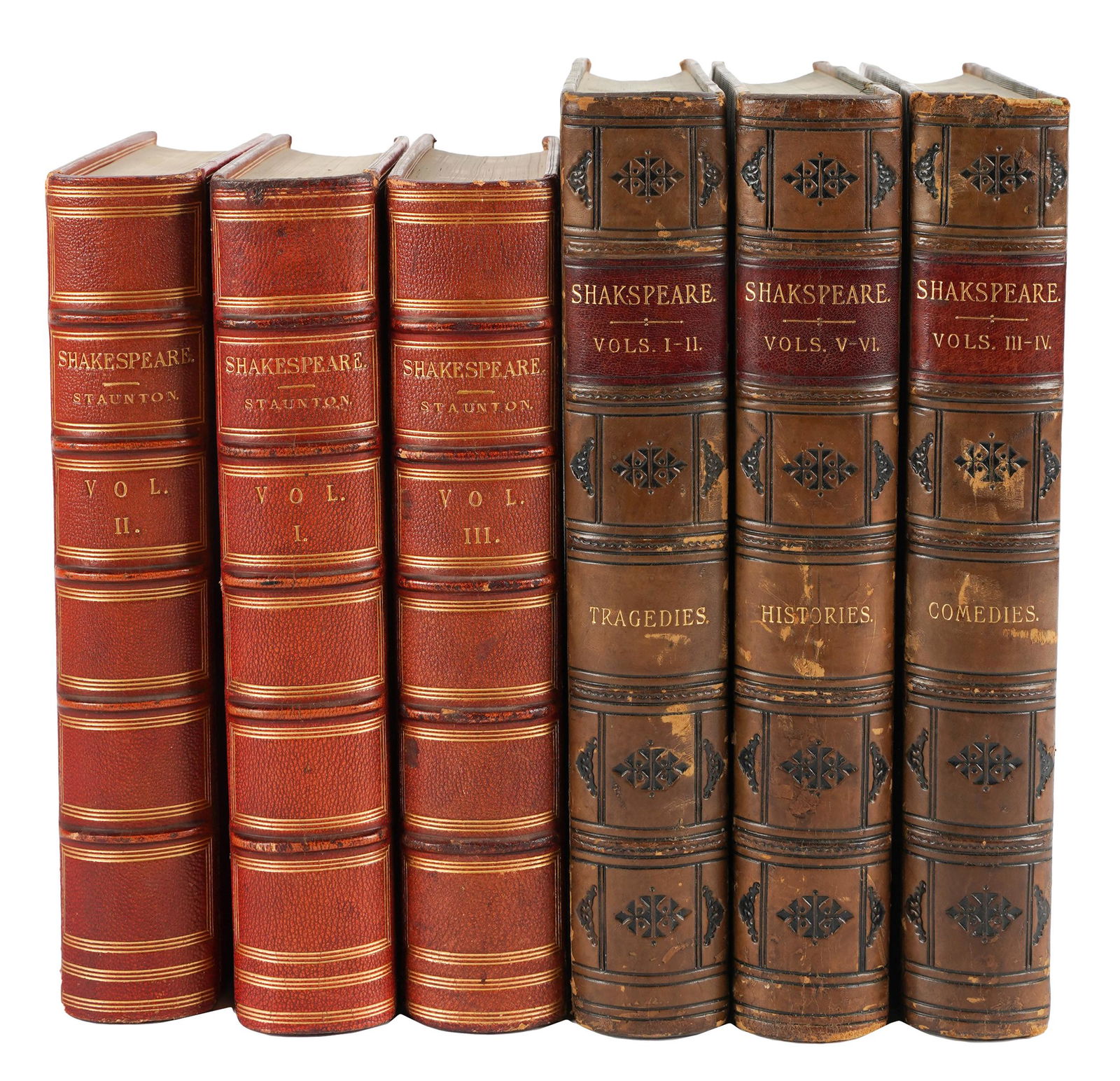 WORKS OF SHAKESPEARE: TWO ASSORTED THREE-VOLUME SETS (1 of 10)