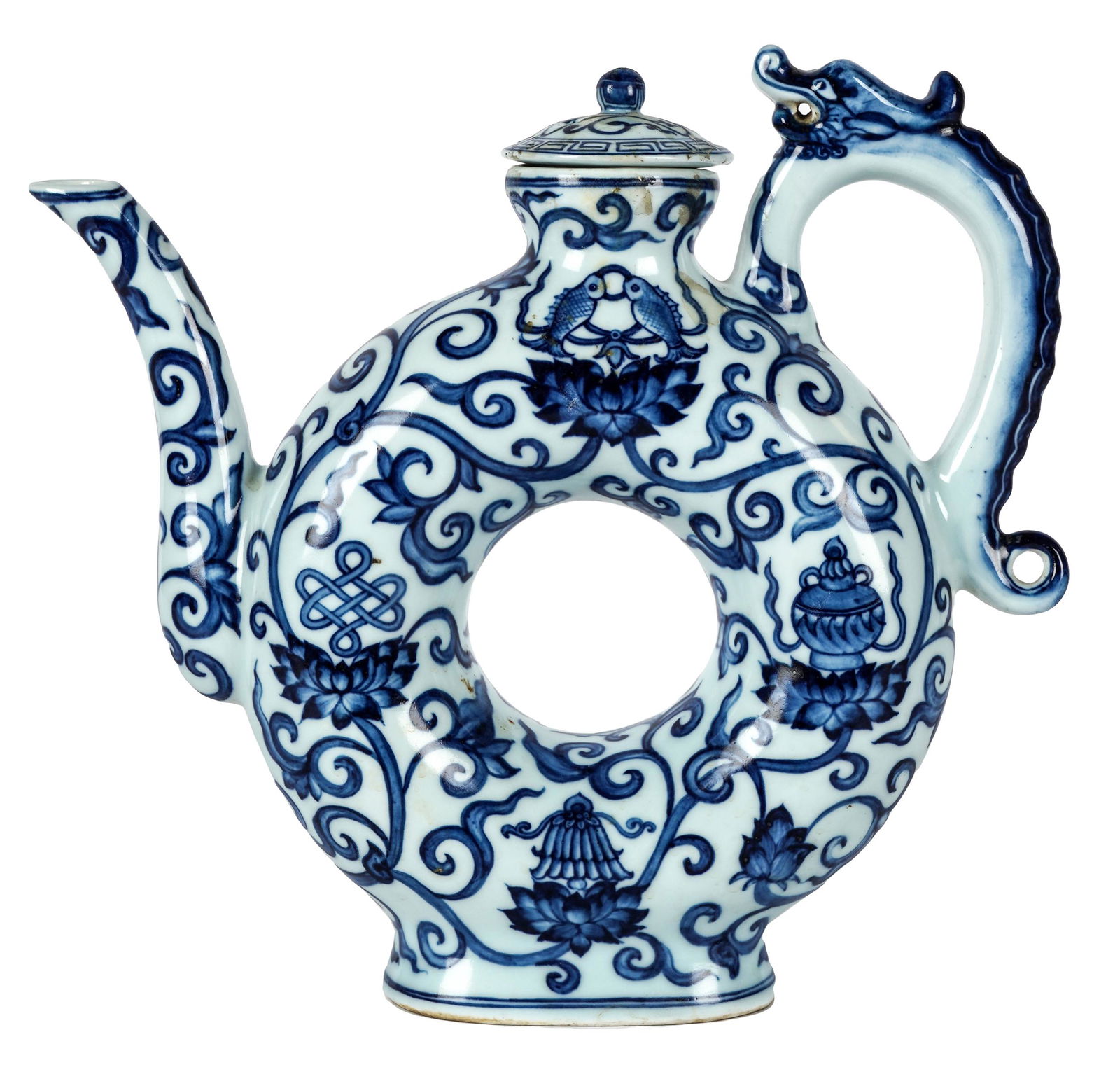 CHINESE BLUE & WHITE PORCELAIN TEAPOT (1 of 7)