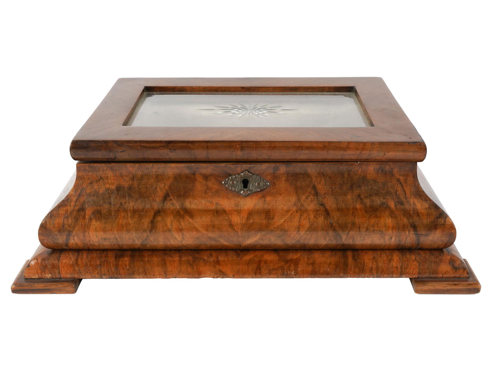 WALNUT & GLASS TABLE CASKET (1 of 9)