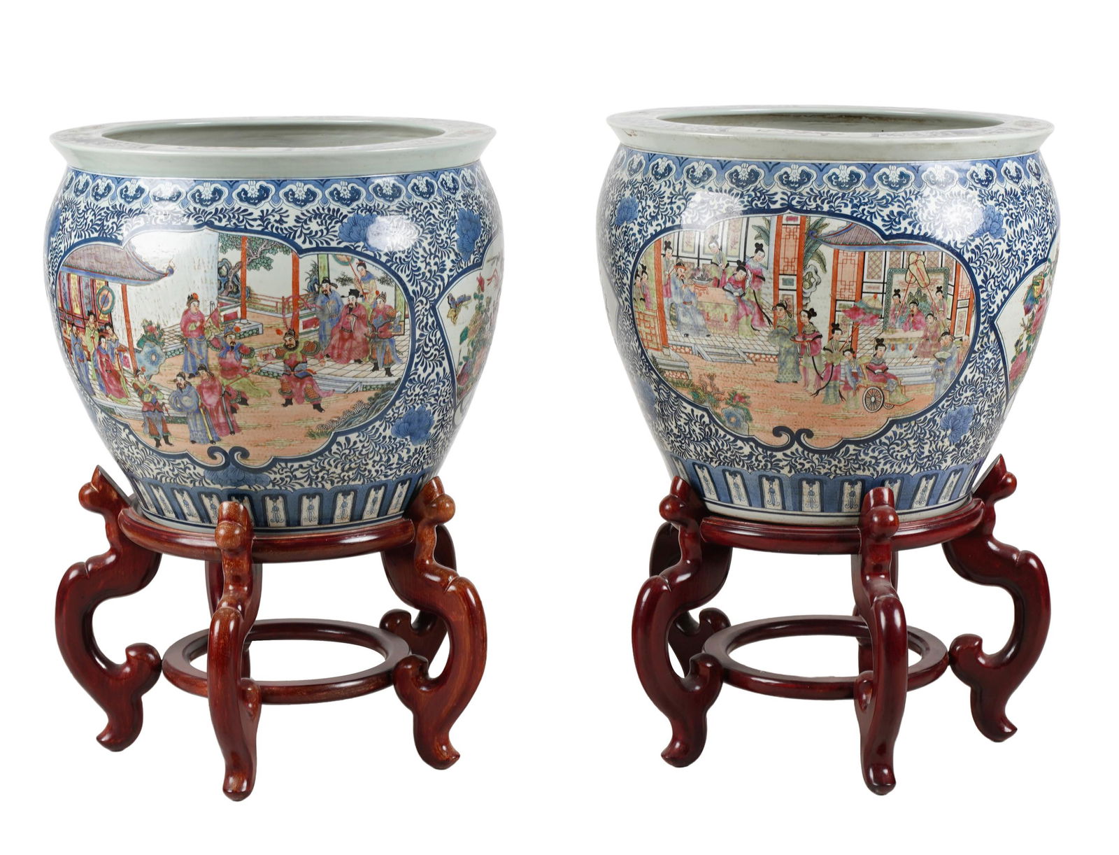 PAIR OF CHINESE PORCELAIN FISH BOWL PLANTERS (1 of 11)