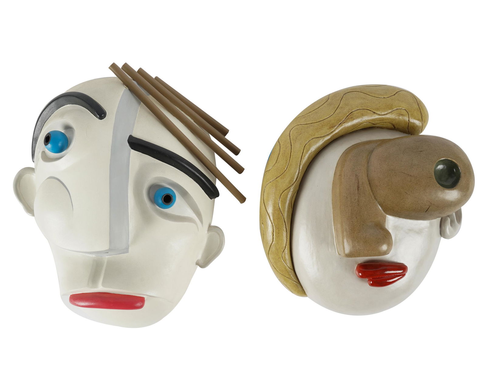 STEVE PORTTEUS: TWO ART POTTERY MASKS (1 of 8)