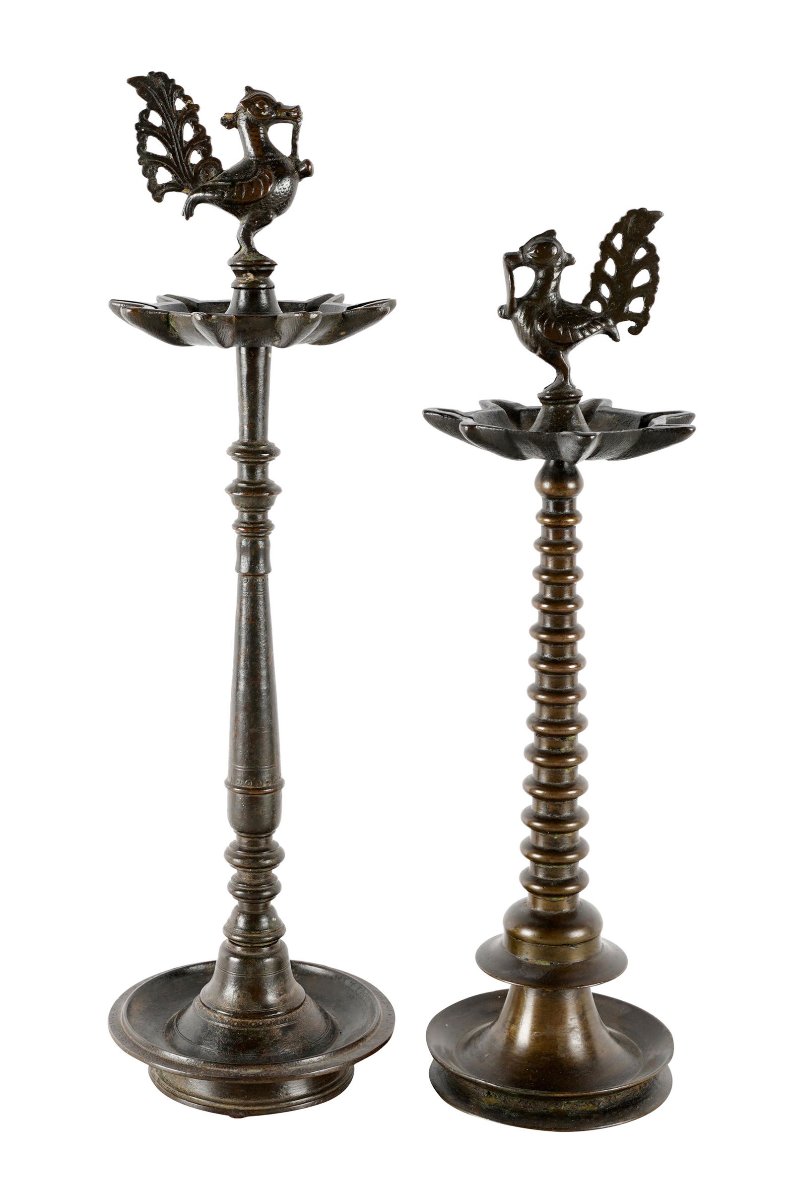 TWO INDIAN BRONZE OIL LAMPS (1 of 11)