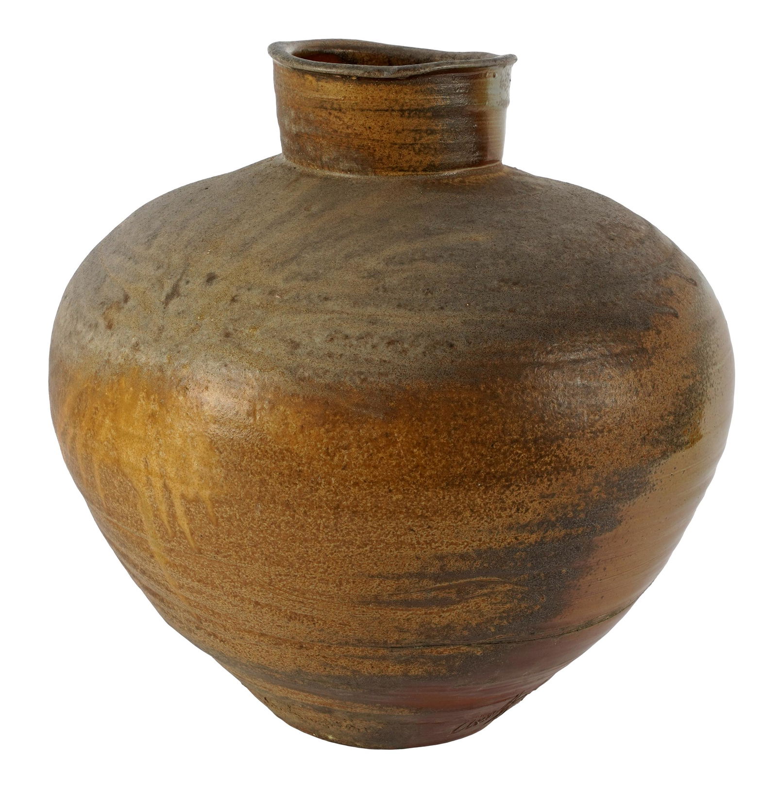 BROWN ART POTTERY VASE (1 of 9)