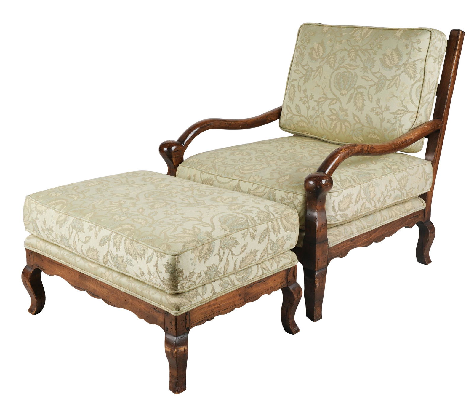 FRENCH PROVINCIAL-STYLE ARMCHAIR & OTTOMAN (1 of 11)