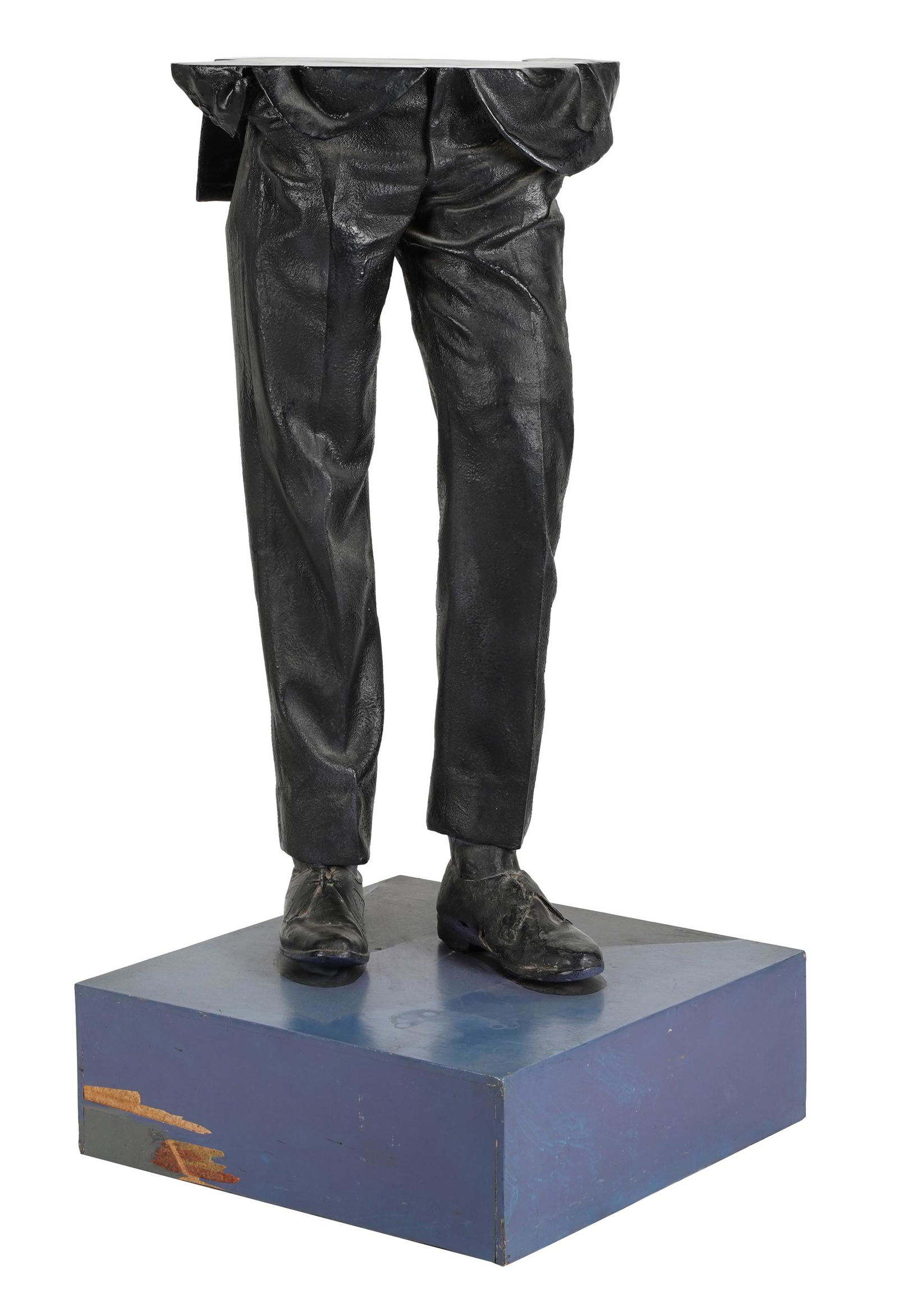 RAFAEL CANOGAR (B. 1935): FIGURAL SCULPTURE: 1970; painted fiberglass, on painted wood base; signed and dated to base; 47 inches high overall; the base: 22 1/2 inches square, 8 inches high;