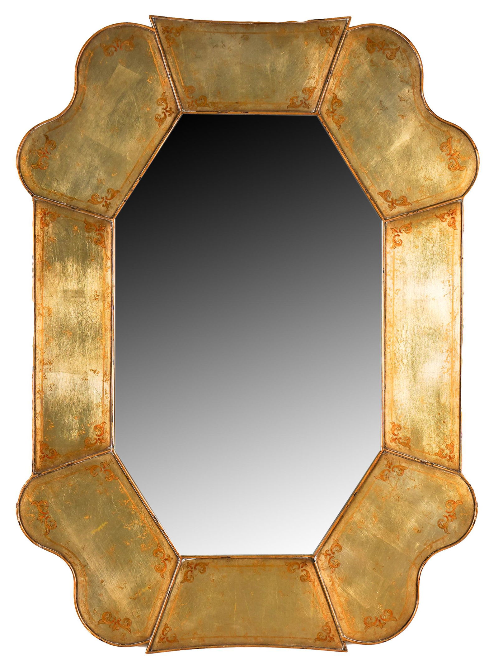 LARGE GLASS & GILT-PAINTED WALL MIRROR (1 of 10)
