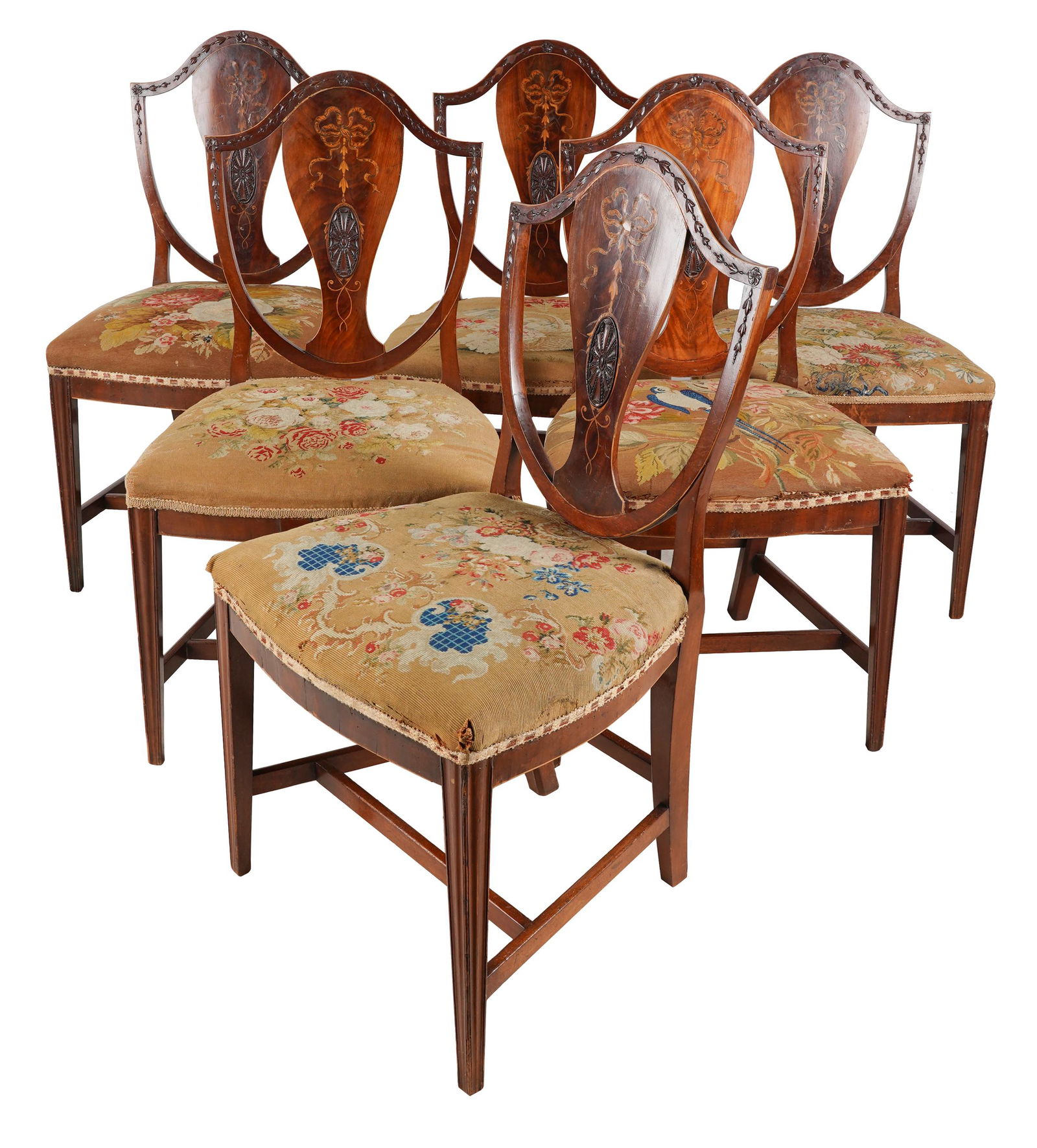 SET OF SIX HEPPLEWHITE-STYLE DINING SIDE CHAIRS (1 of 13)