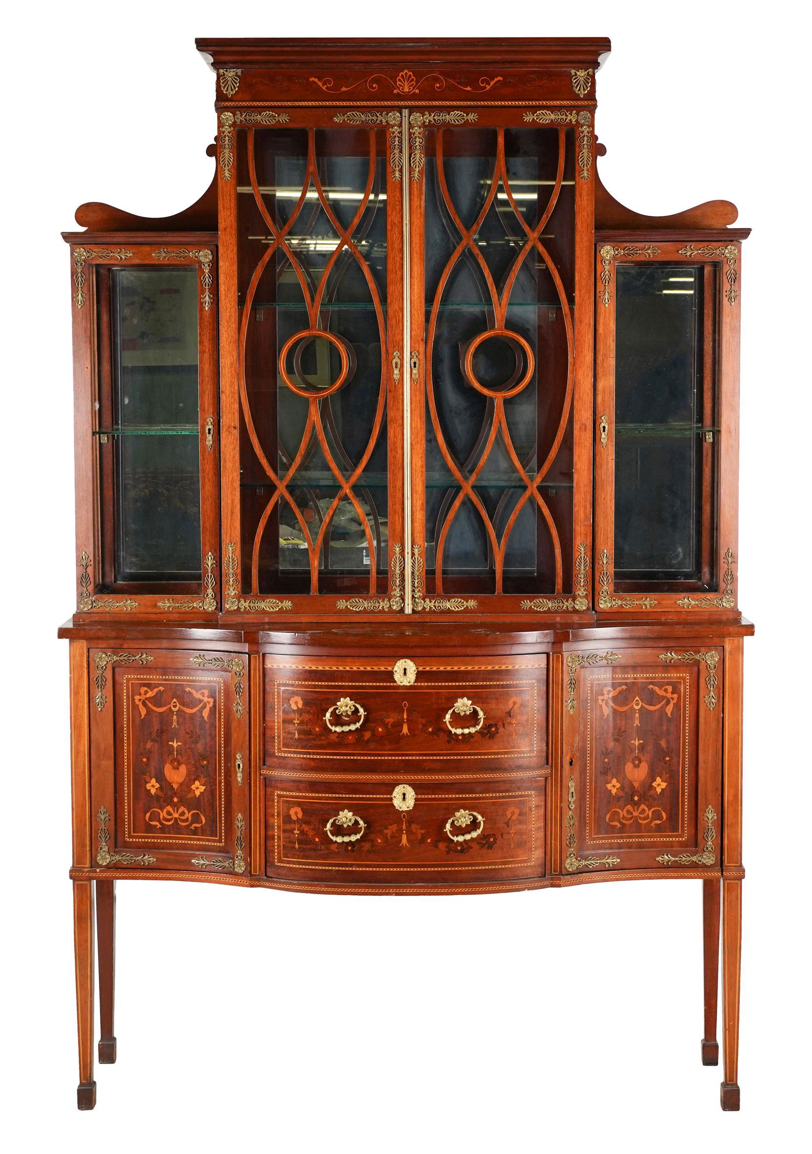 EDWARDIAN MARQUETRY-INLAID BOOKCASE BUREAU (1 of 14)